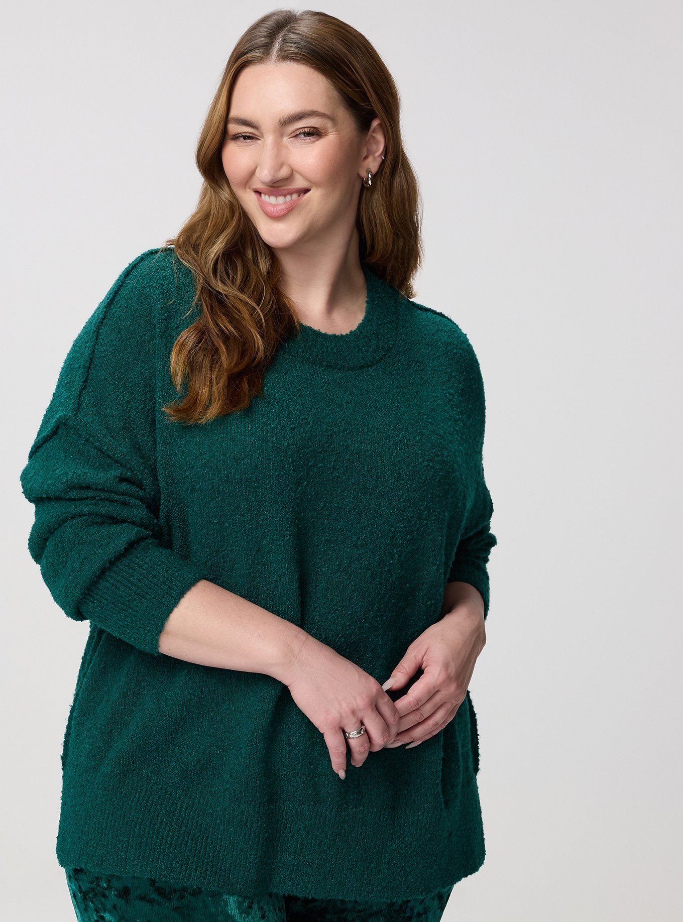 Boucle Crew Tunic Sweater, BOTANICAL GARDEN, hi-res