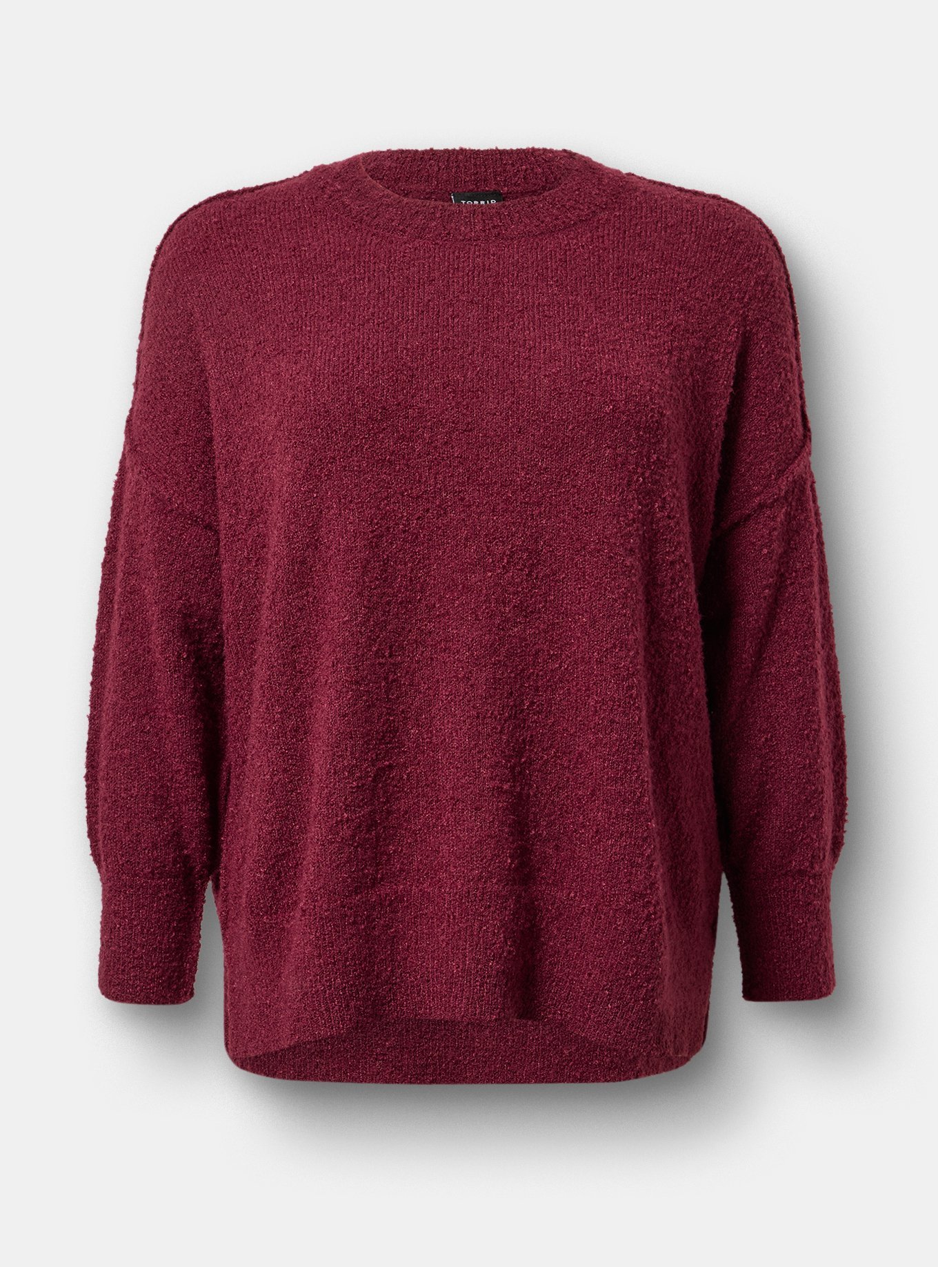 Plus Size Boucle Crew Tunic Sweater, MAROON BANNER, hi-res