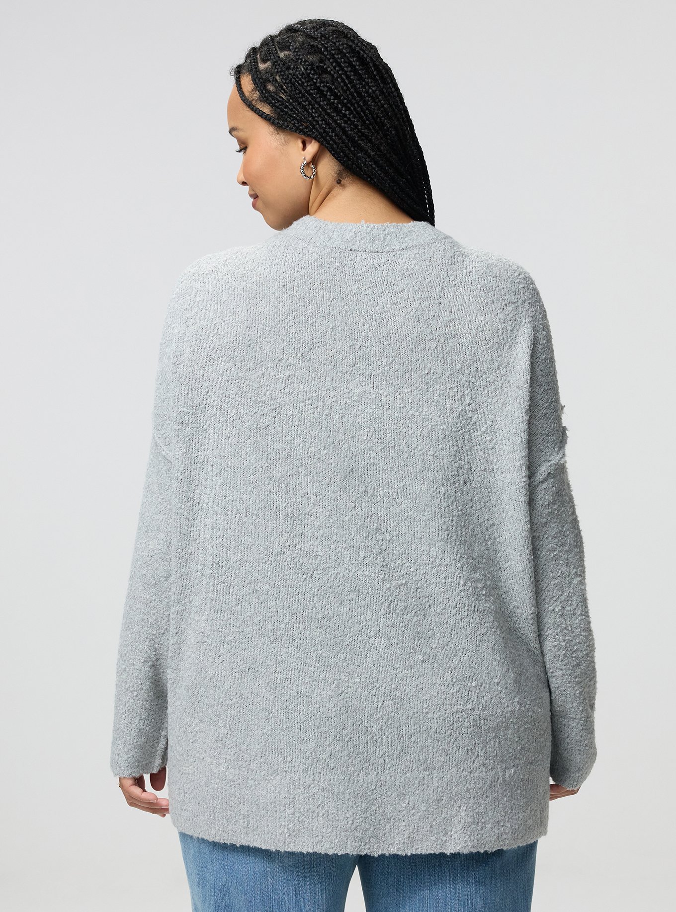 Plus Size Boucle Crew Tunic Sweater, LIGHTEST HEATHER GREY, alternate