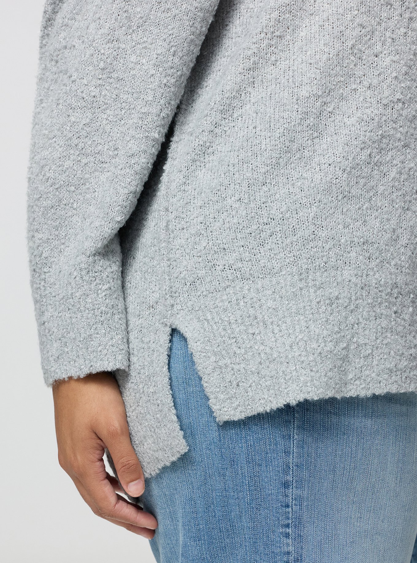Plus Size Boucle Crew Tunic Sweater, LIGHTEST HEATHER GREY, alternate