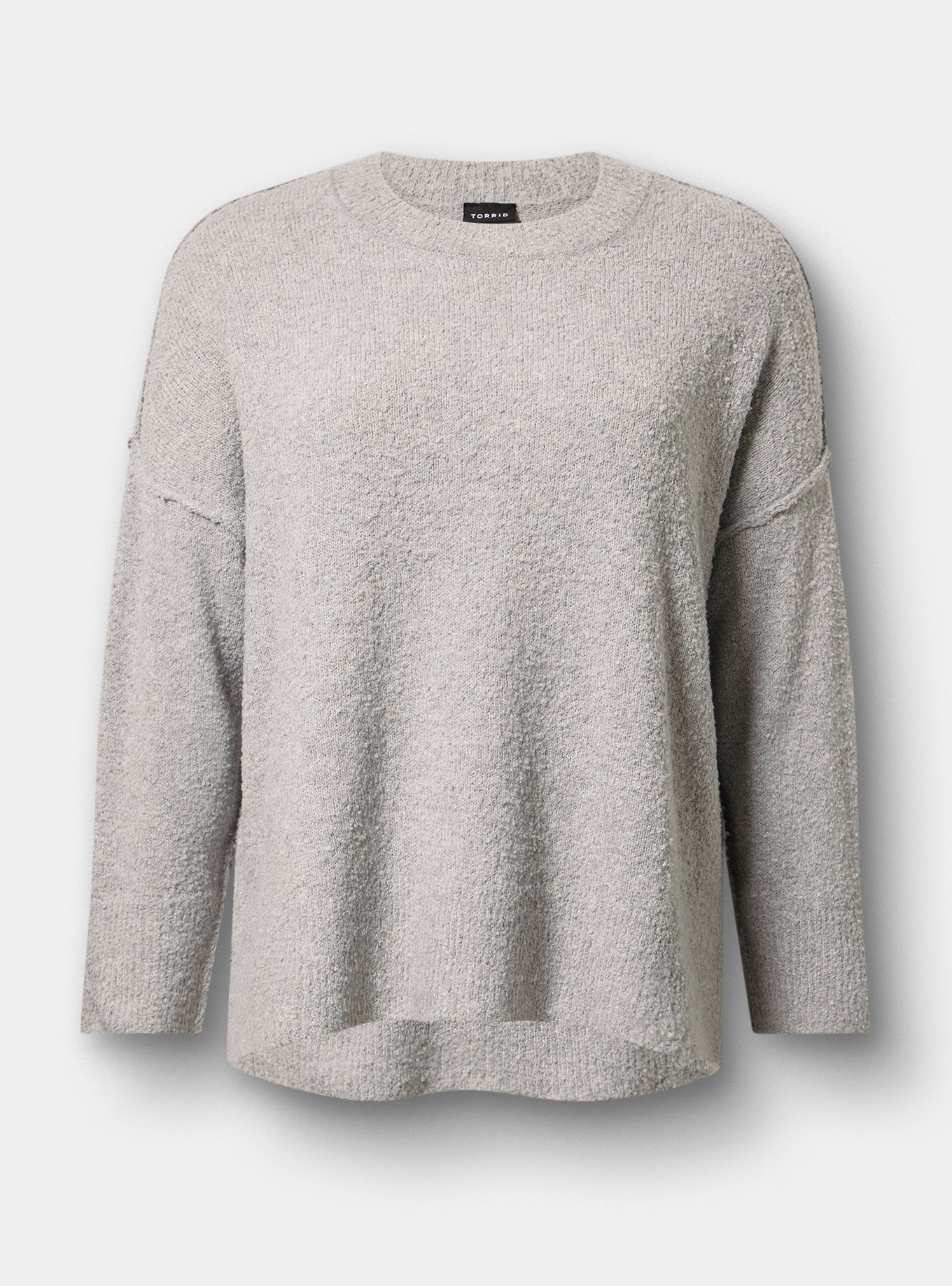 Plus Size Boucle Crew Tunic Sweater, LIGHTEST HEATHER GREY, hi-res