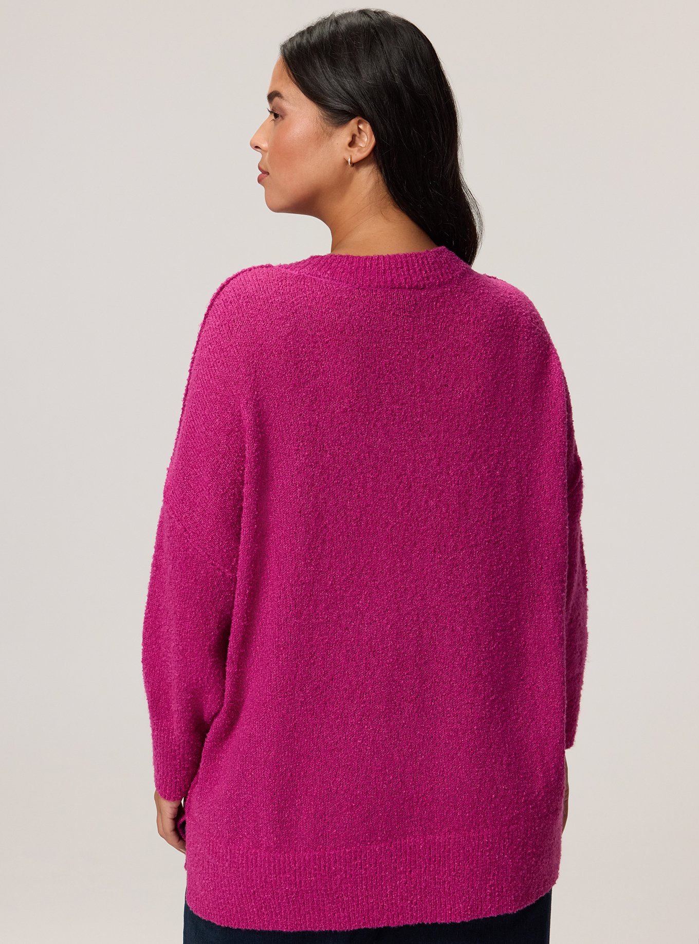 Plus Size Boucle Crew Tunic Sweater, WILD ASTER, alternate