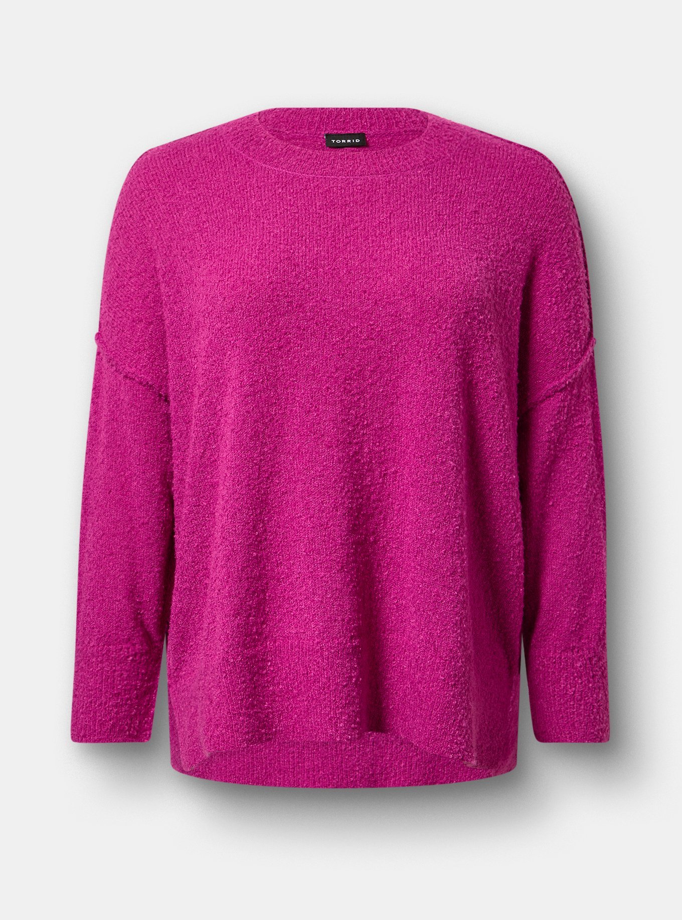 Plus Size Boucle Crew Tunic Sweater, WILD ASTER, flat
