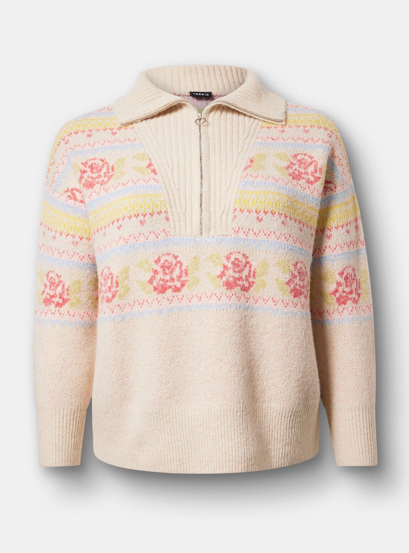 Fairisle Vegan Cashmere Half Zip Sweater