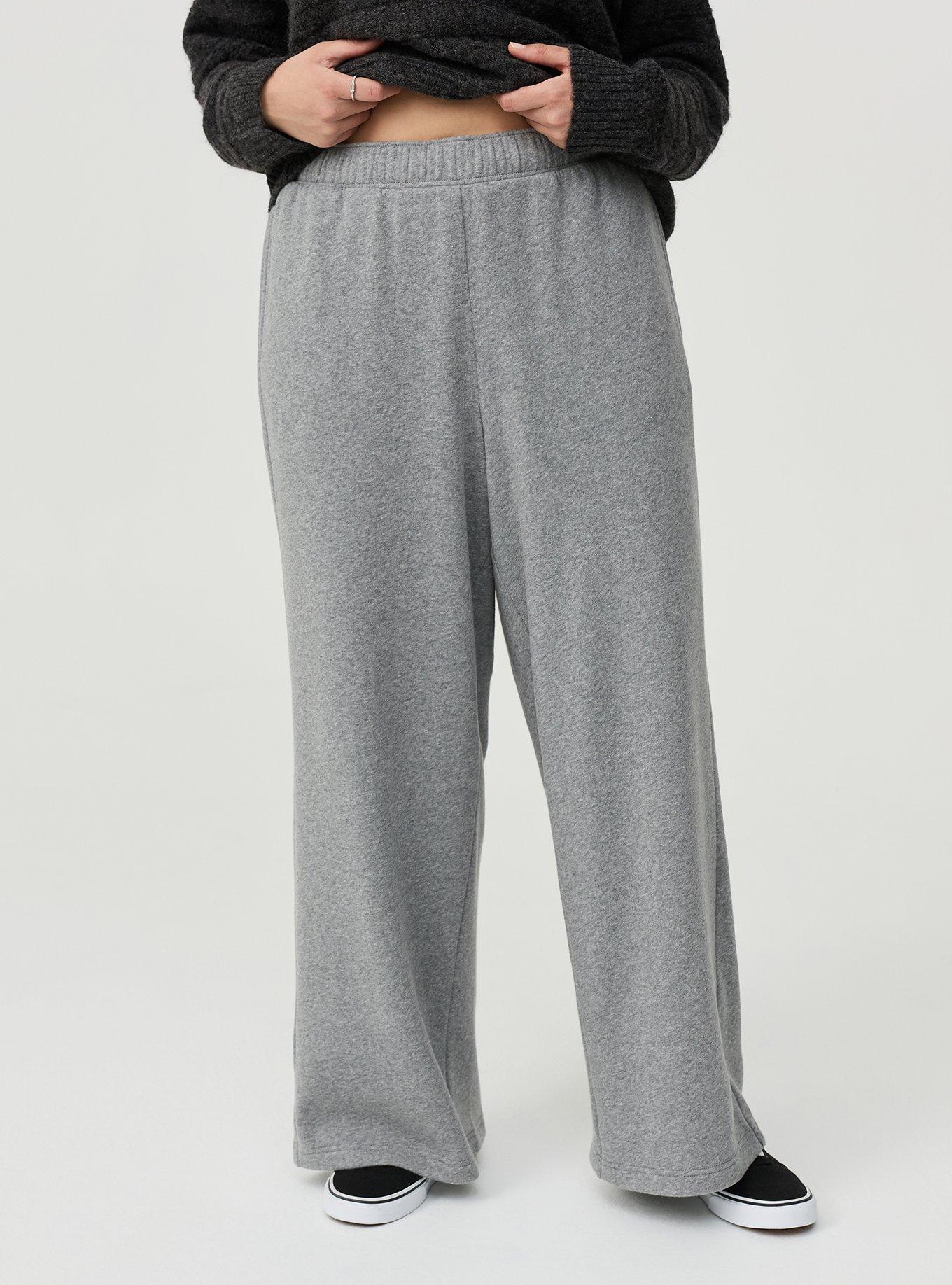 High-Rise Wide Leg Cozy Fleece Pant, MEDIUM HEATHER GREY, alternate