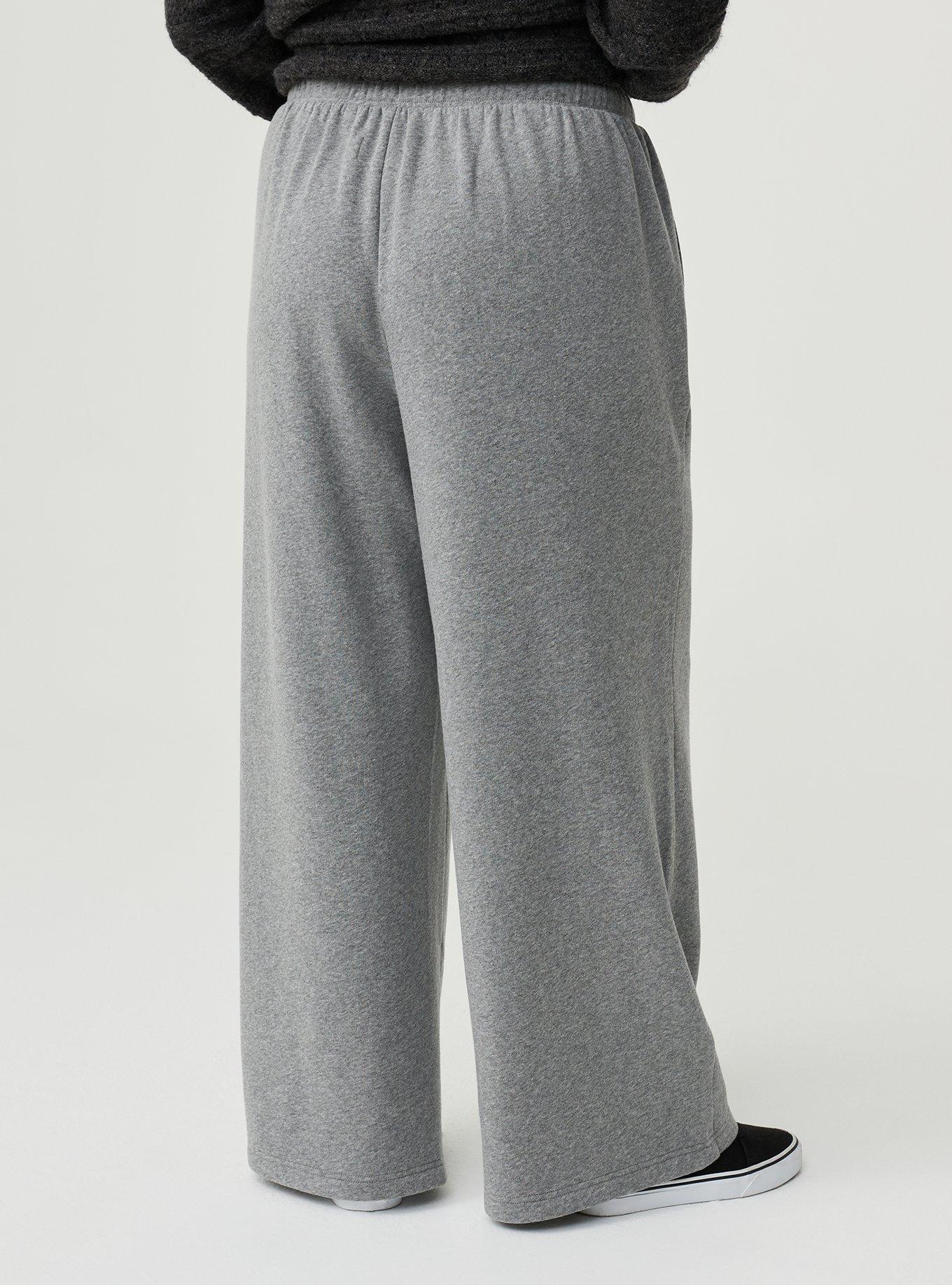 High-Rise Wide Leg Cozy Fleece Pant, MEDIUM HEATHER GREY, alternate