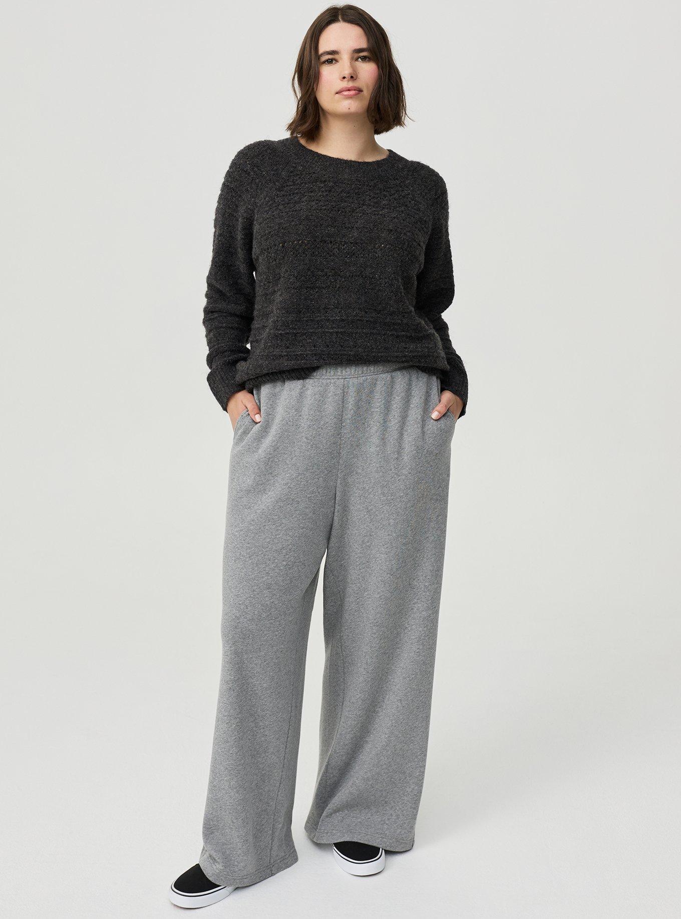 High-Rise Wide Leg Cozy Fleece Pant, MEDIUM HEATHER GREY, hi-res