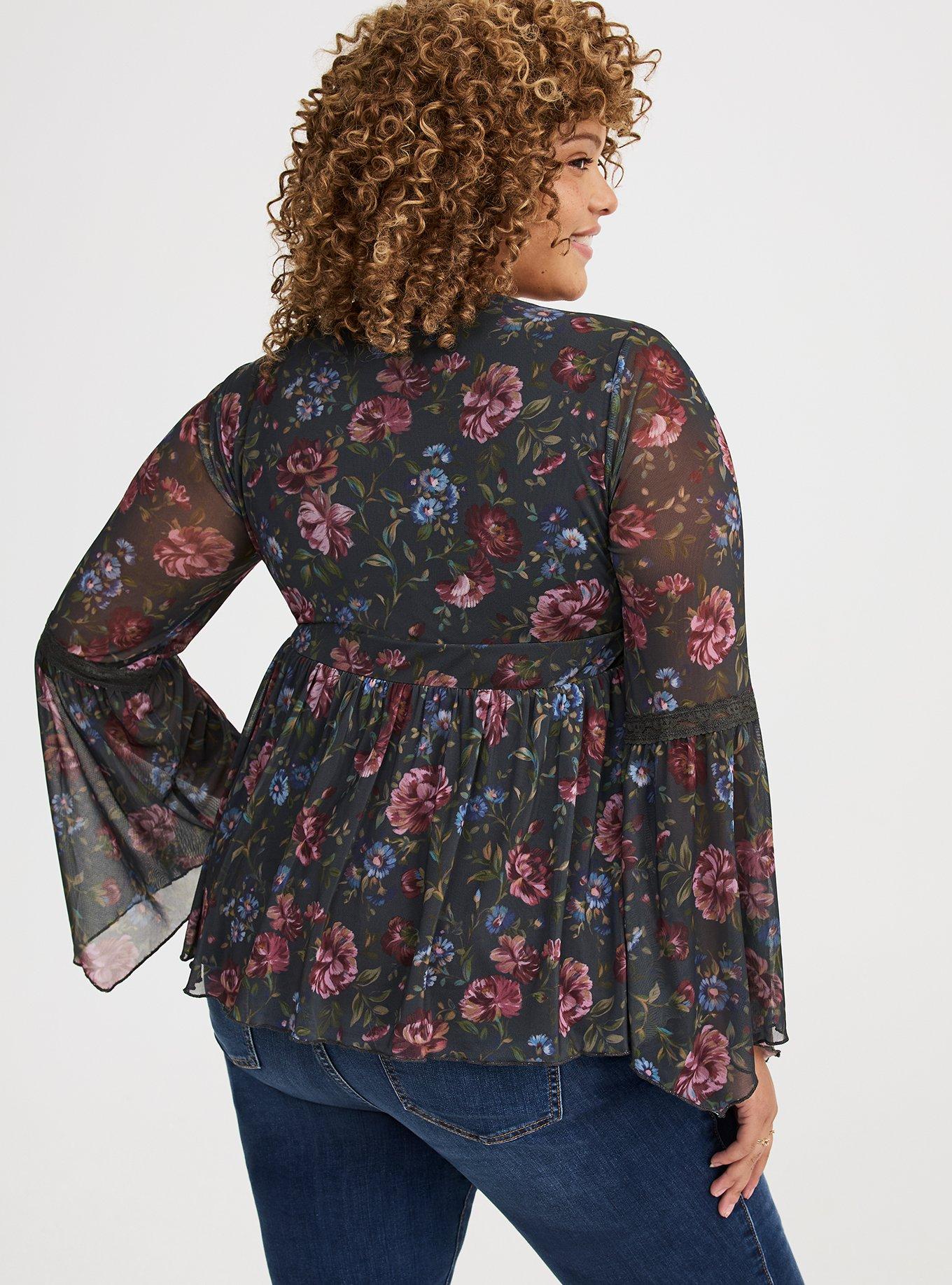 Mesh Long Sleeve Boho Top