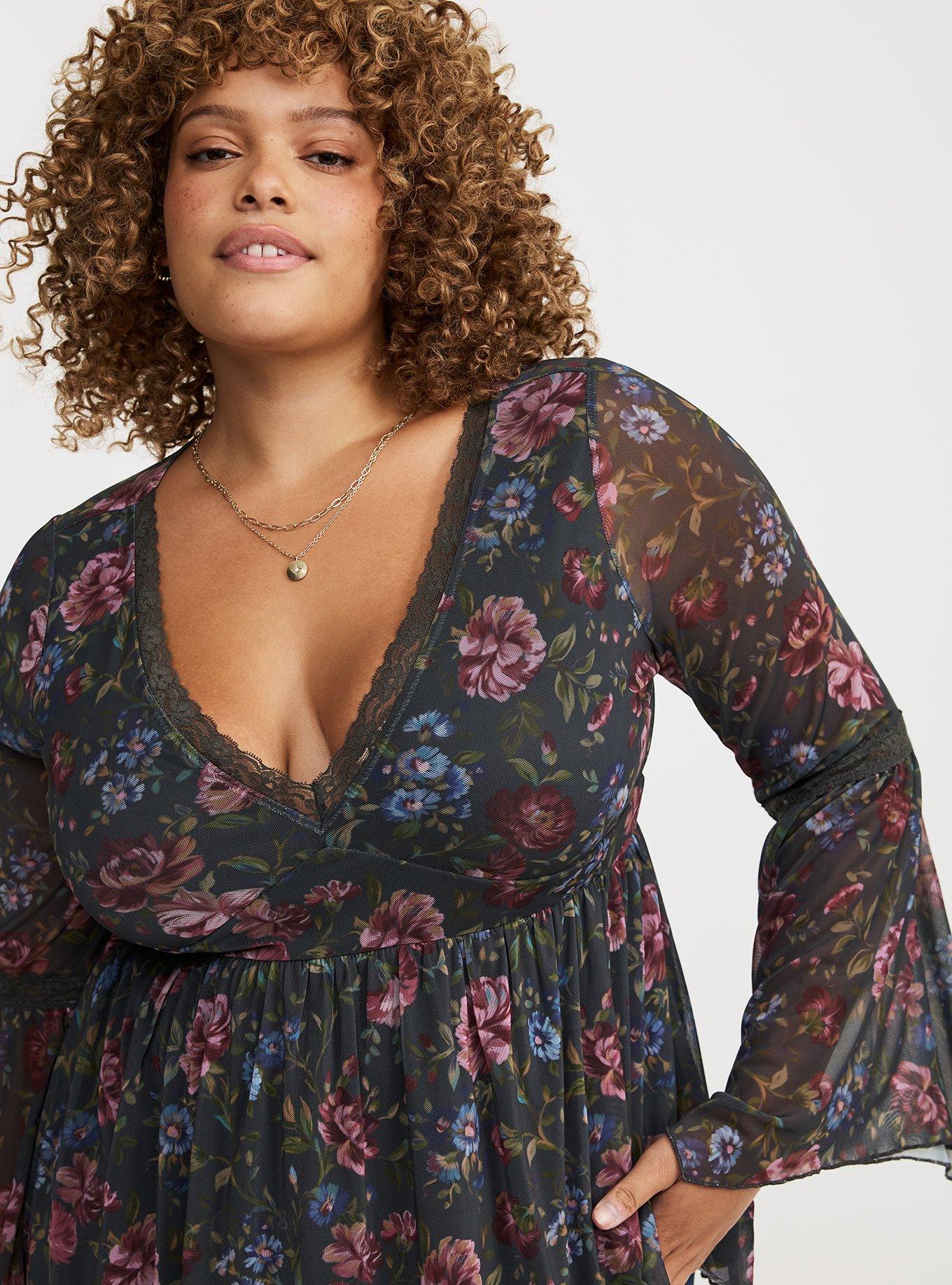 Mesh Long Sleeve Boho Top