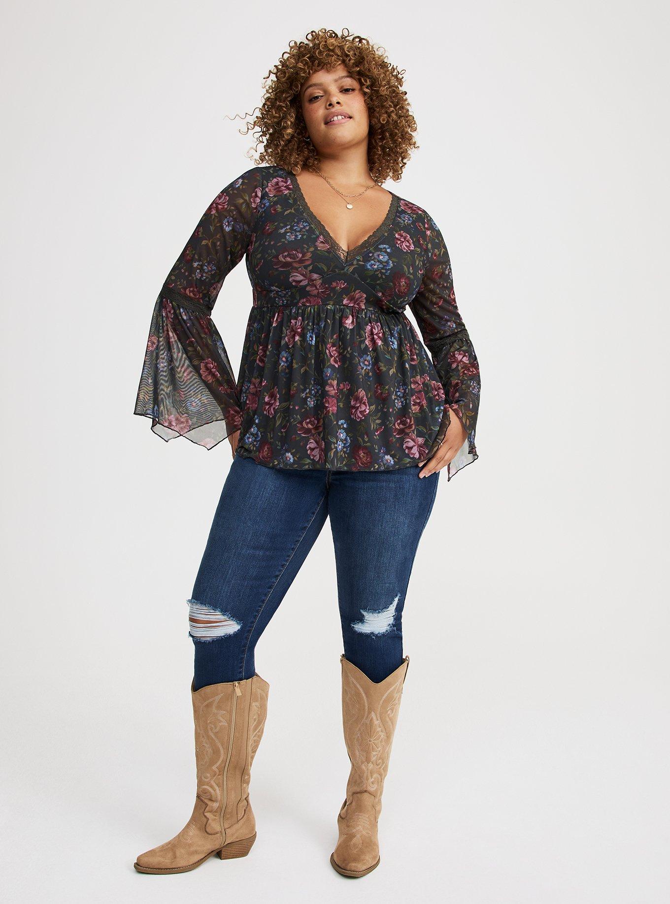 Mesh Long Sleeve Boho Top