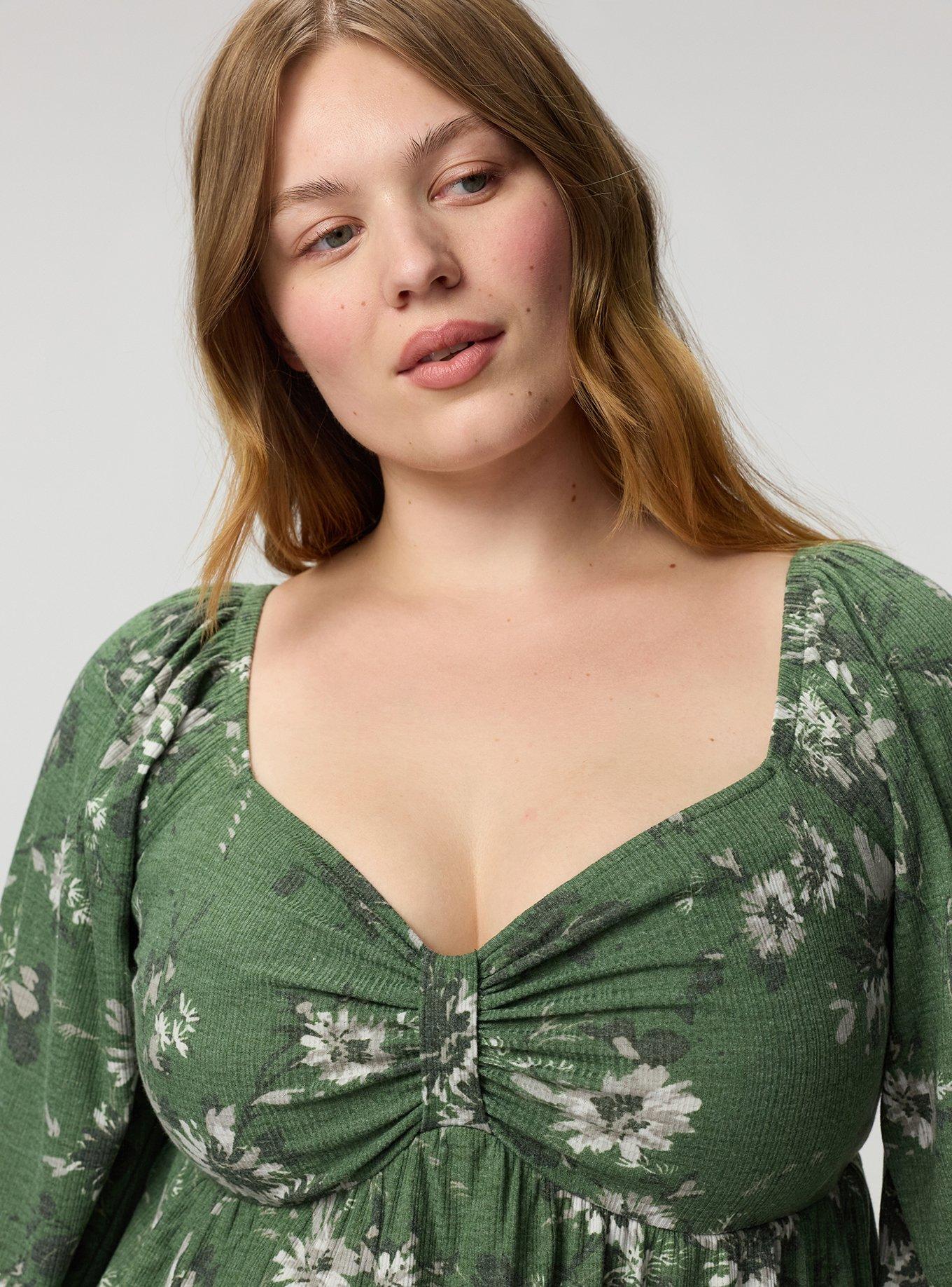 Sweetheart Cinched Babydoll Top, WENDY FLORAL OLIVE, alternate