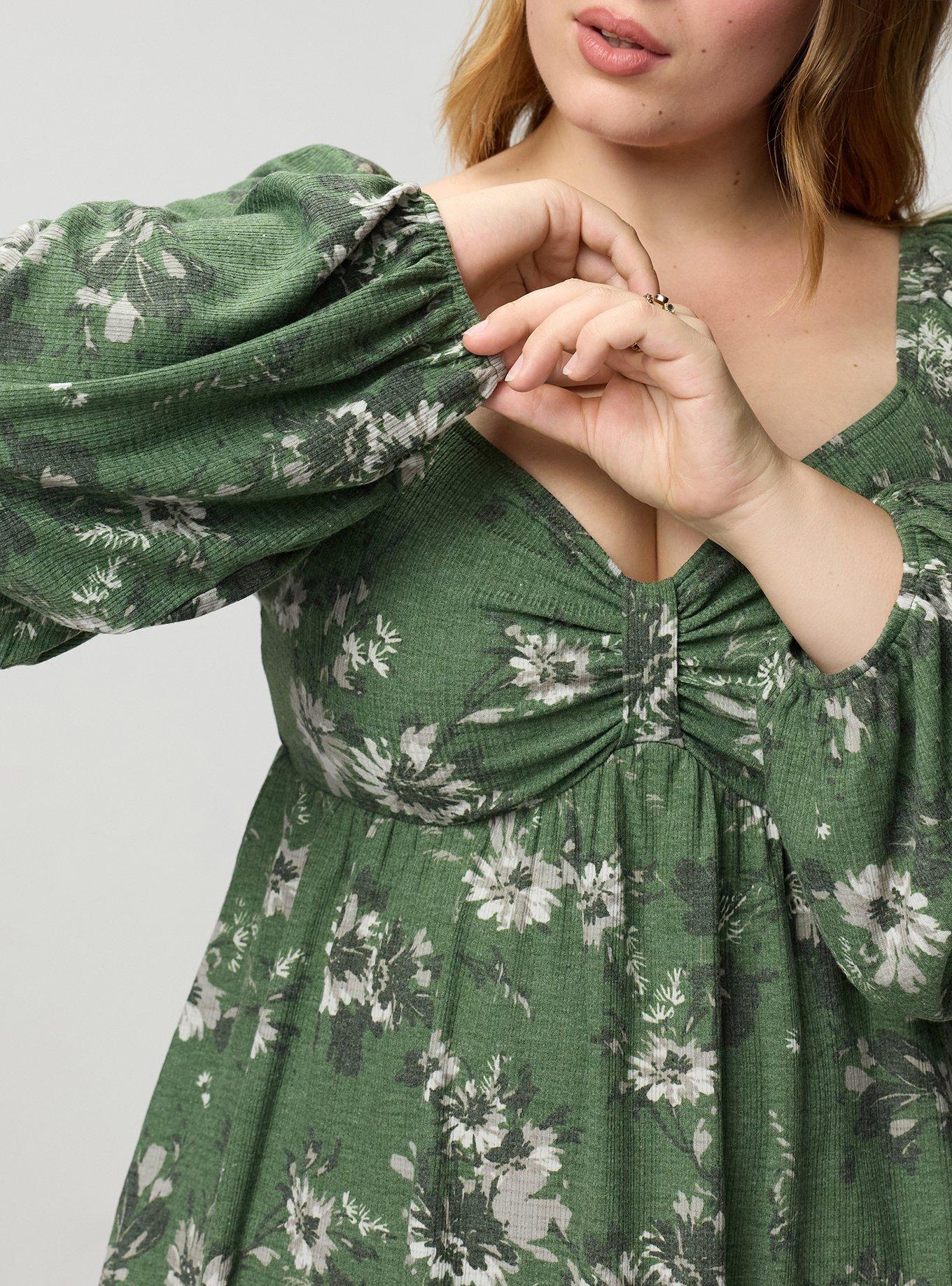 Sweetheart Cinched Babydoll Top, WENDY FLORAL OLIVE, alternate