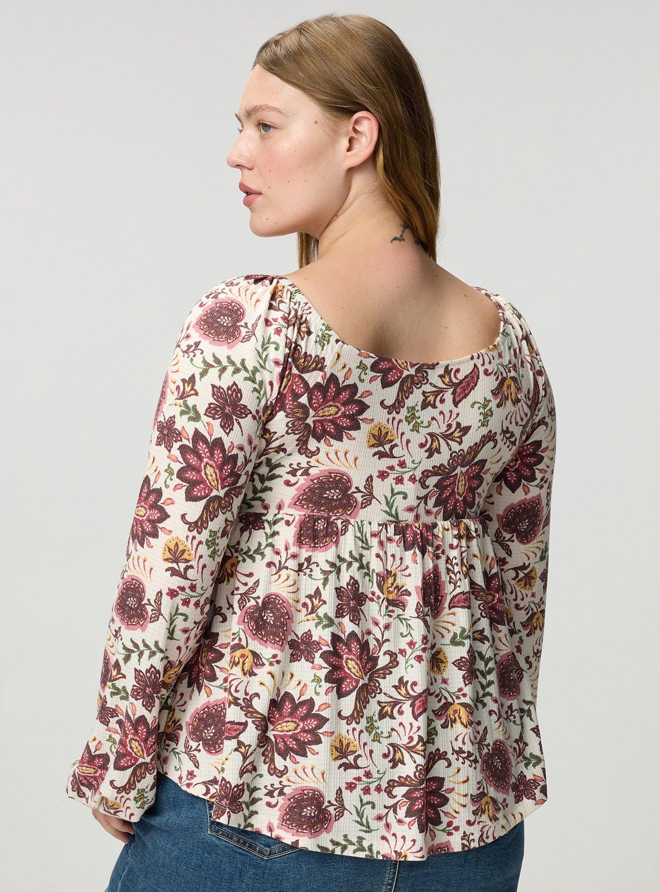 Sweetheart Cinched Babydoll Top, LOUISE JACOBEAN MULTI, alternate