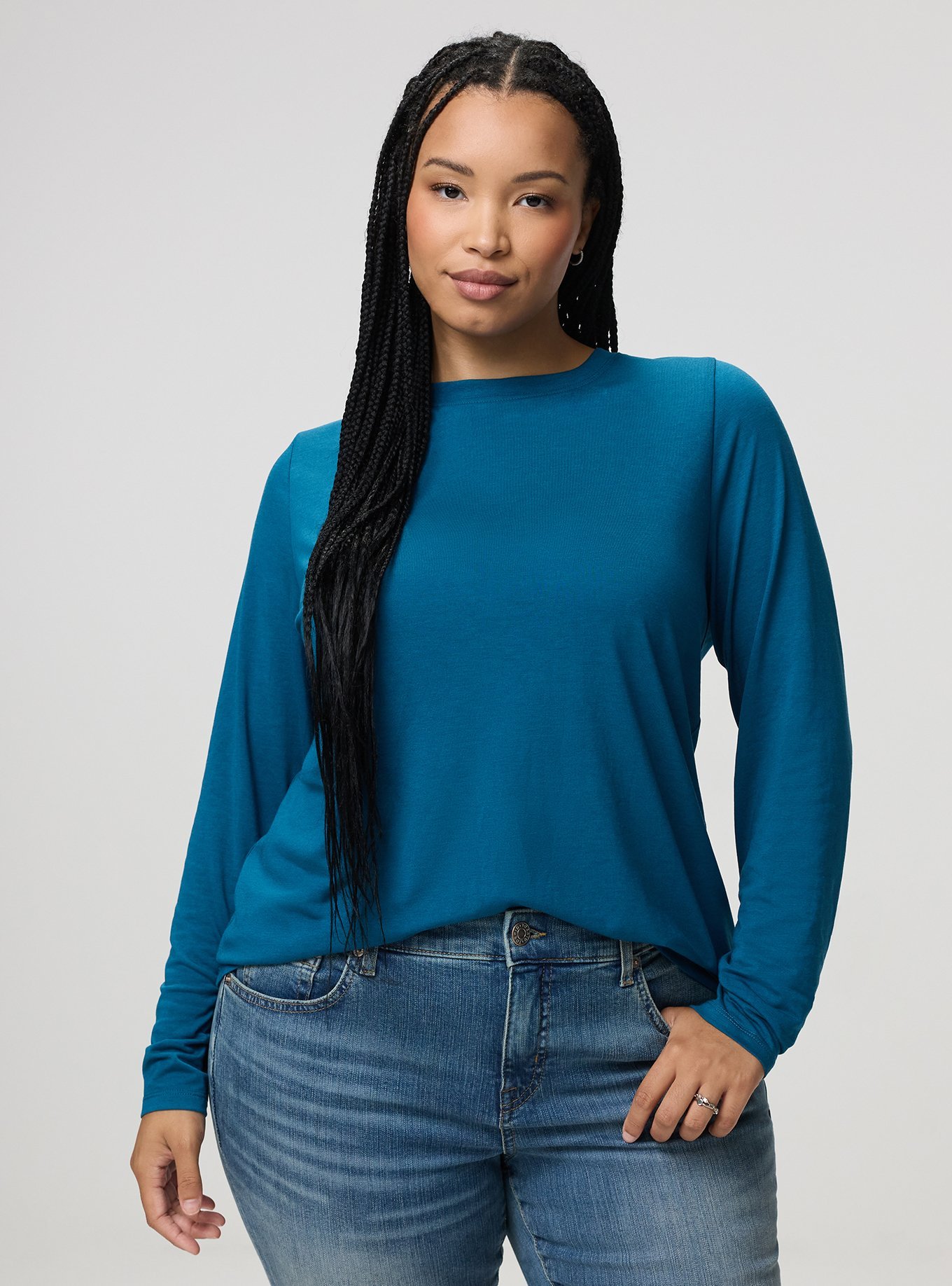 Everyday Signature Jersey Crew Long Sleeve Tee, MOROCCAN BLUE, alternate