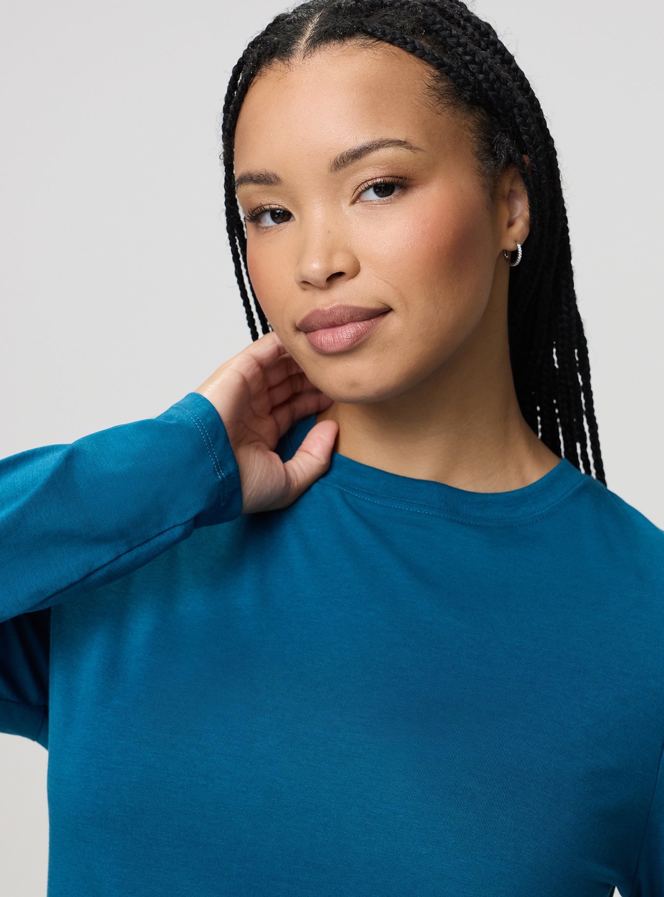 Everyday Signature Jersey Crew Long Sleeve Tee, MOROCCAN BLUE, alternate