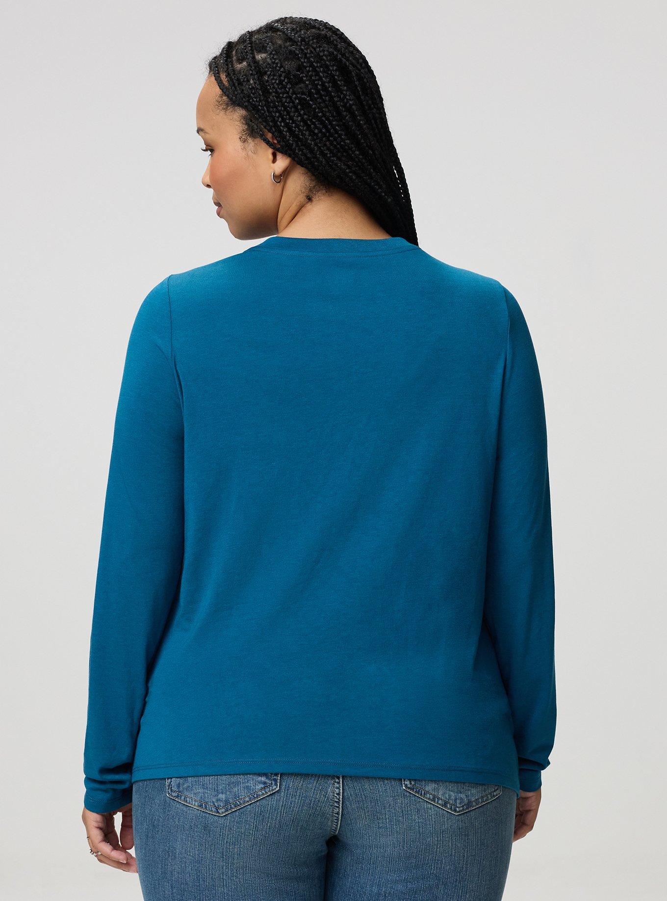 Everyday Signature Jersey Crew Long Sleeve Tee, MOROCCAN BLUE, alternate
