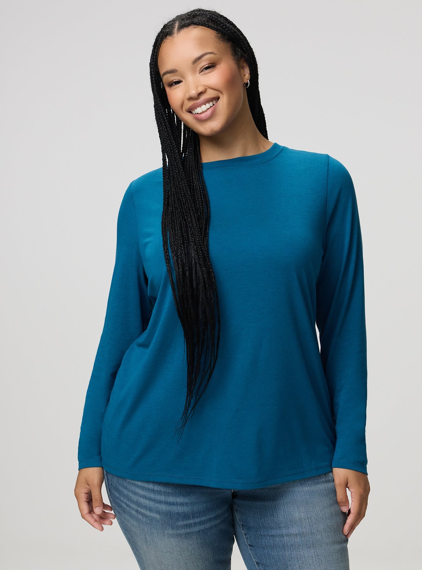 Everyday Signature Jersey Crew Long Sleeve Tee, MOROCCAN BLUE, hi-res