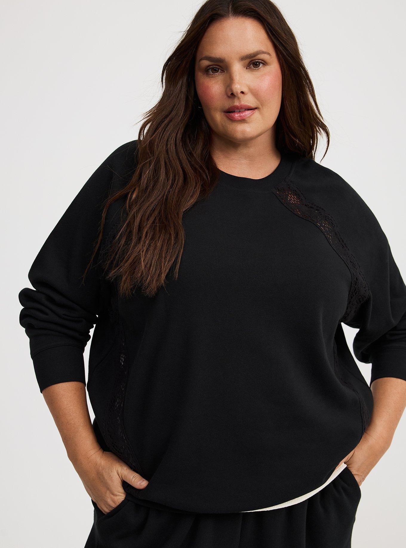 Lace Pullover Crew Sweatshirt