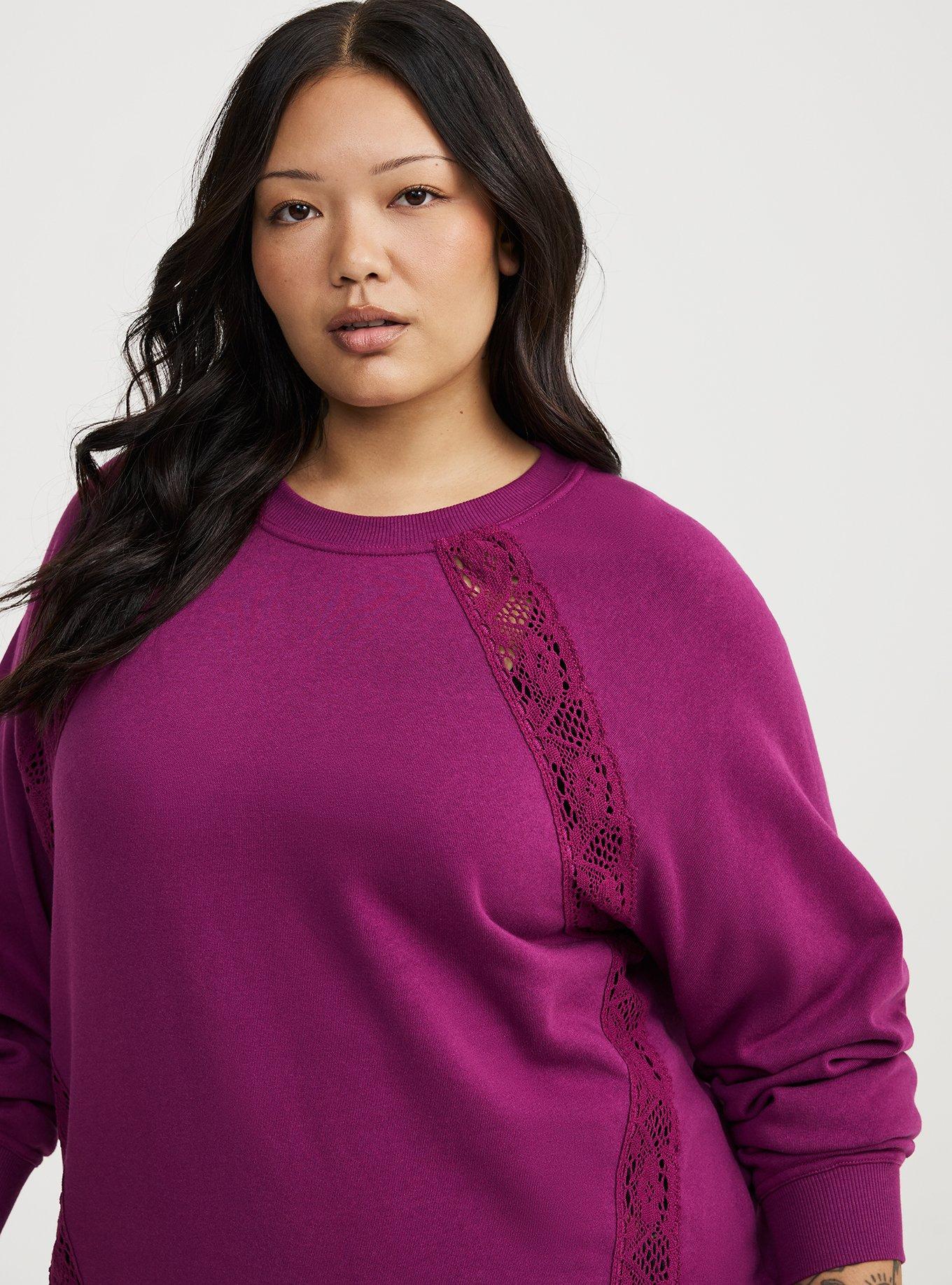 Lace Pullover Crew Sweatshirt