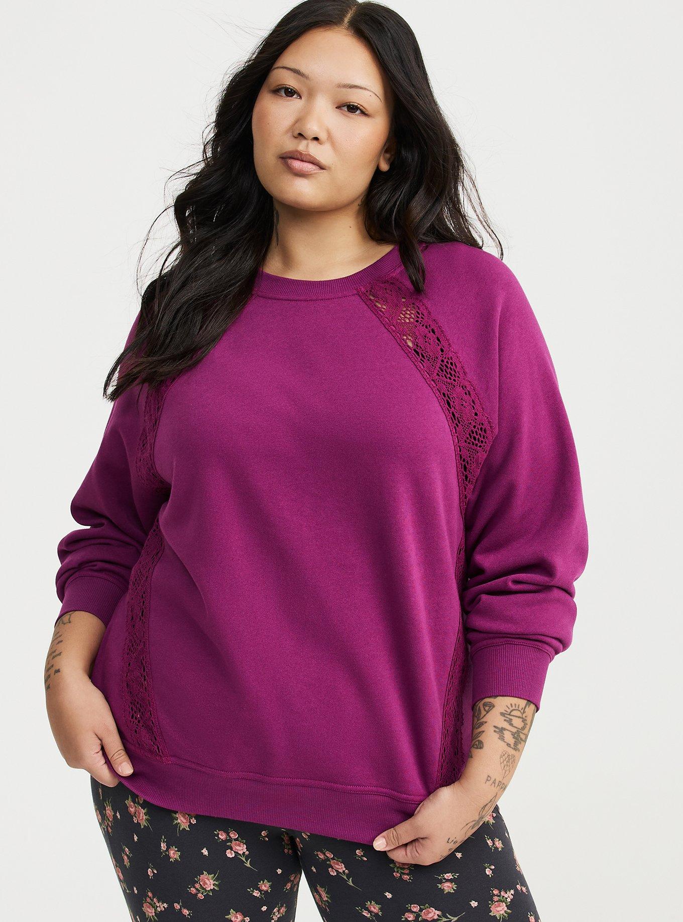 Lace Pullover Crew Sweatshirt