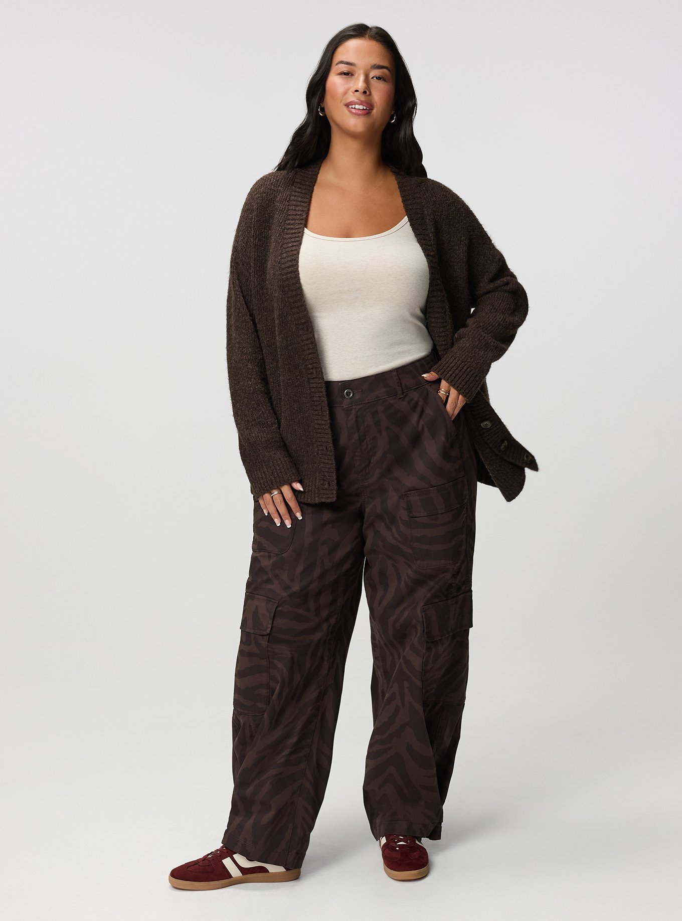 Vegan Cashmere V-Neck Cardigan, CHOCOLATE BROWN VEGAN CASHMERE, alternate