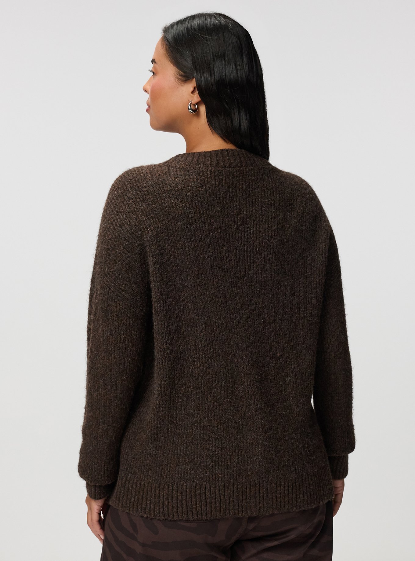 Vegan Cashmere V-Neck Cardigan, CHOCOLATE BROWN VEGAN CASHMERE, alternate