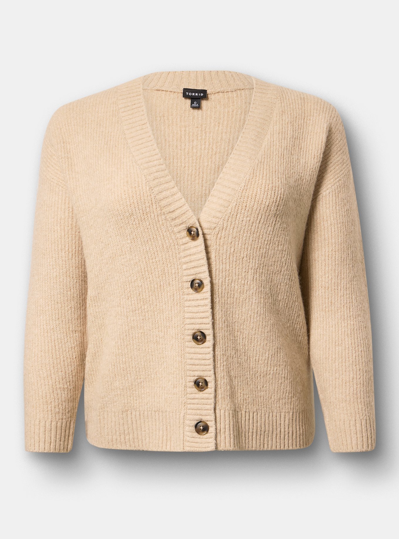 Vegan Cashmere V-Neck Cardigan, HEATHER OATMEAL VEGAN CASHMERE, hi-res