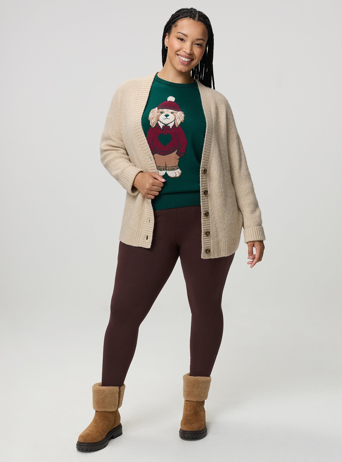 Vegan Cashmere V-Neck Cardigan, HEATHER OATMEAL VEGAN CASHMERE, hi-res
