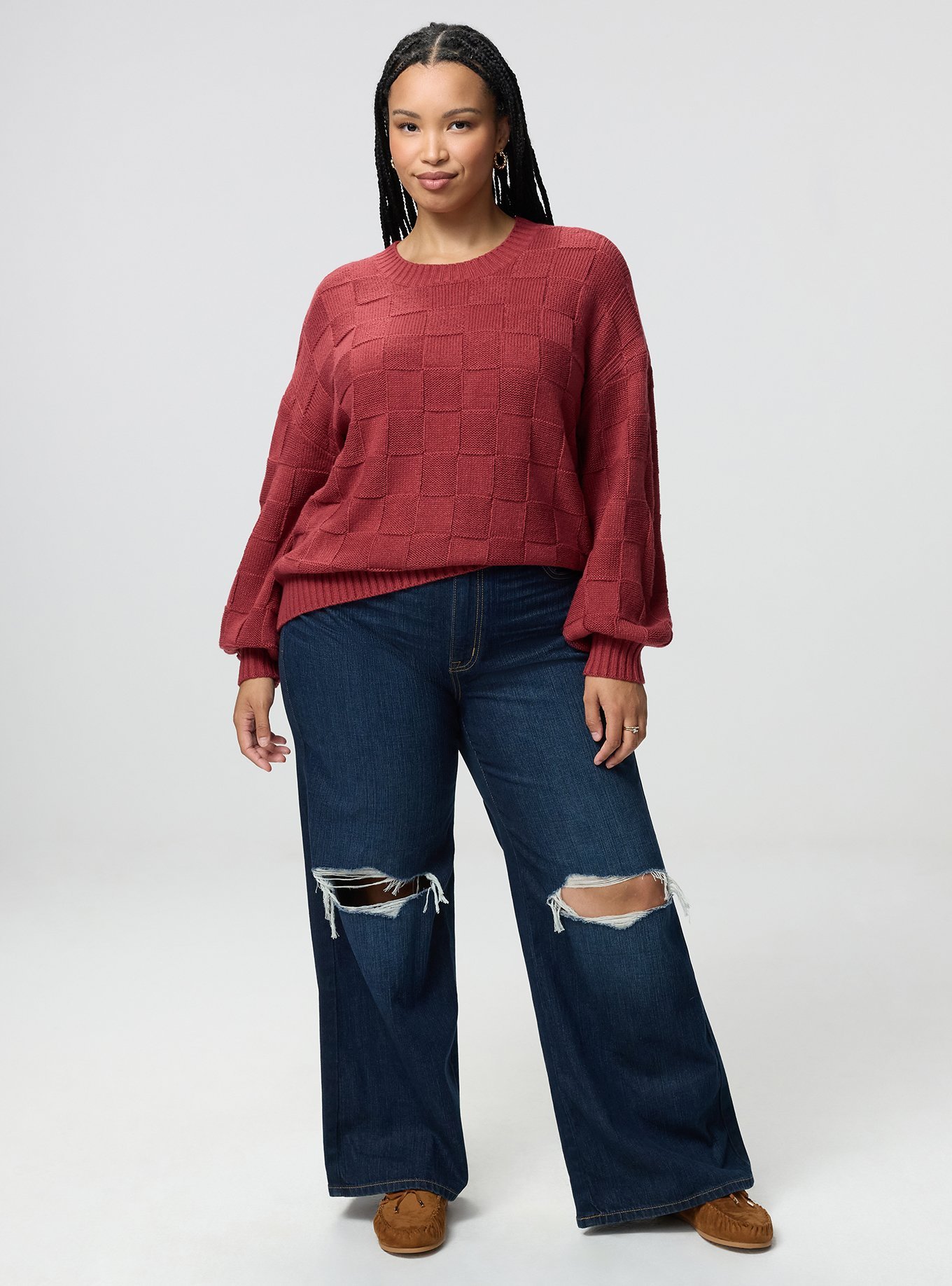 Crew Pullover Sweater, EARTH RED, alternate