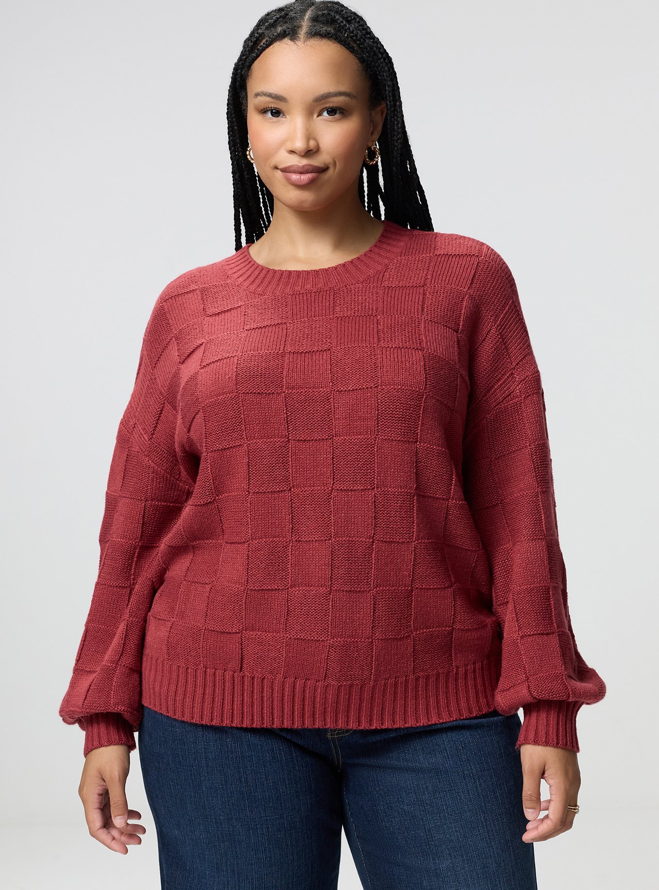 Crew Pullover Sweater, EARTH RED, hi-res