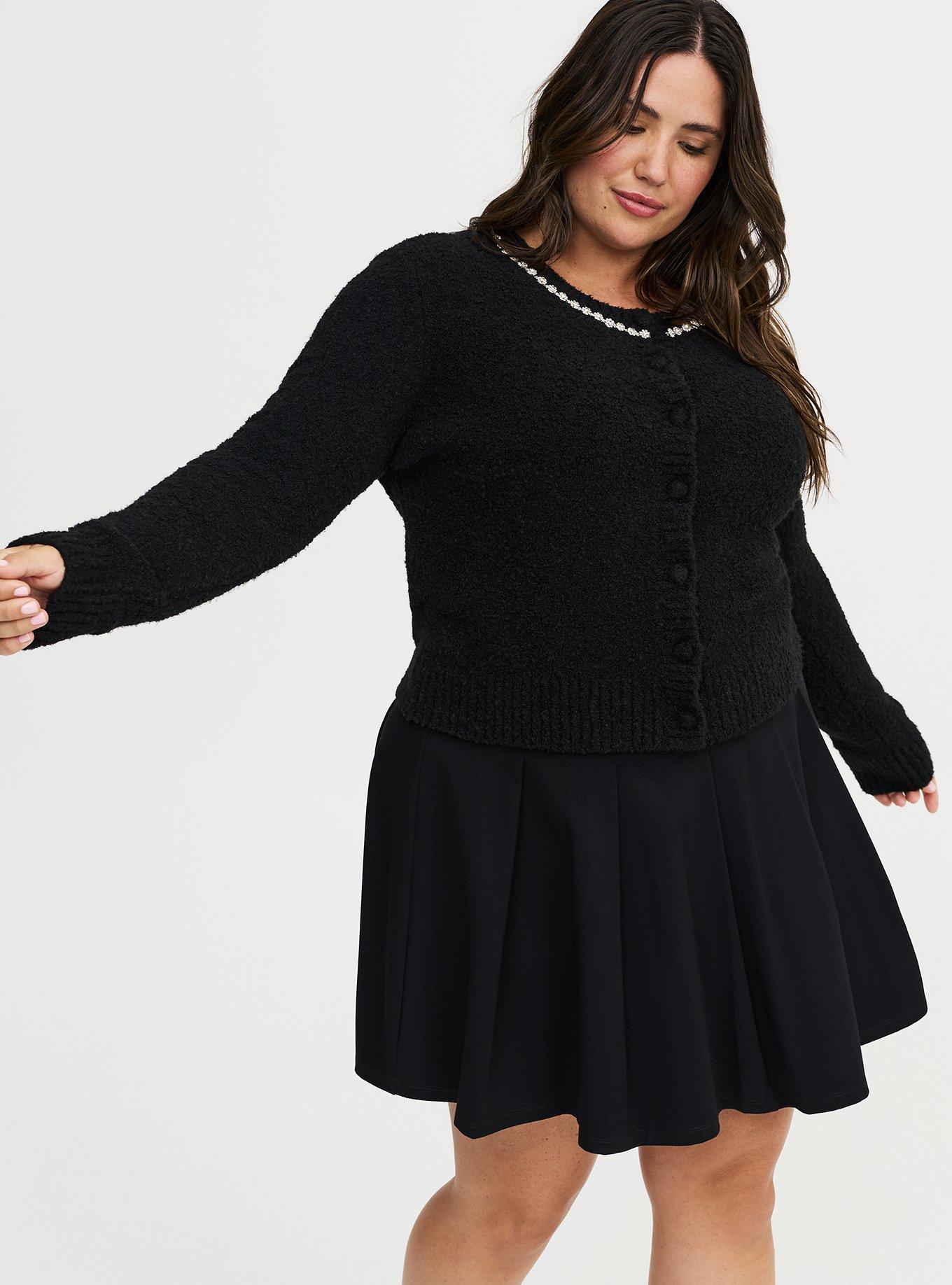 Boucle Embellished Crew Neck Cardigan