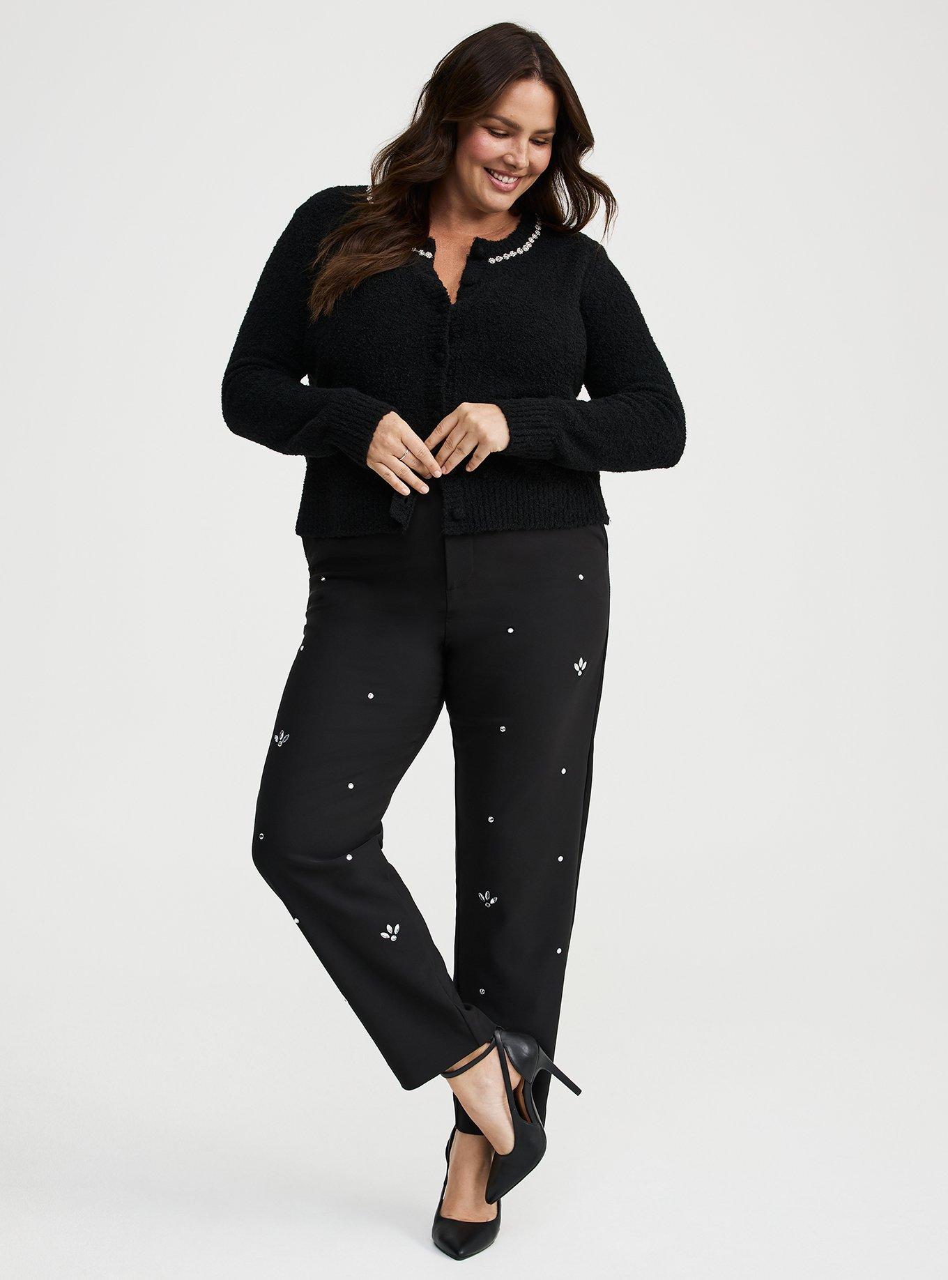 Boucle Embellished Crew Neck Cardigan