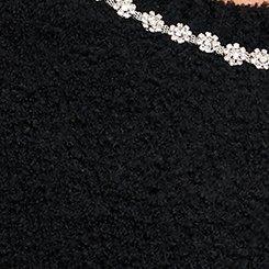 Boucle Embellished Crew Neck Cardigan, DEEP BLACK, swatch