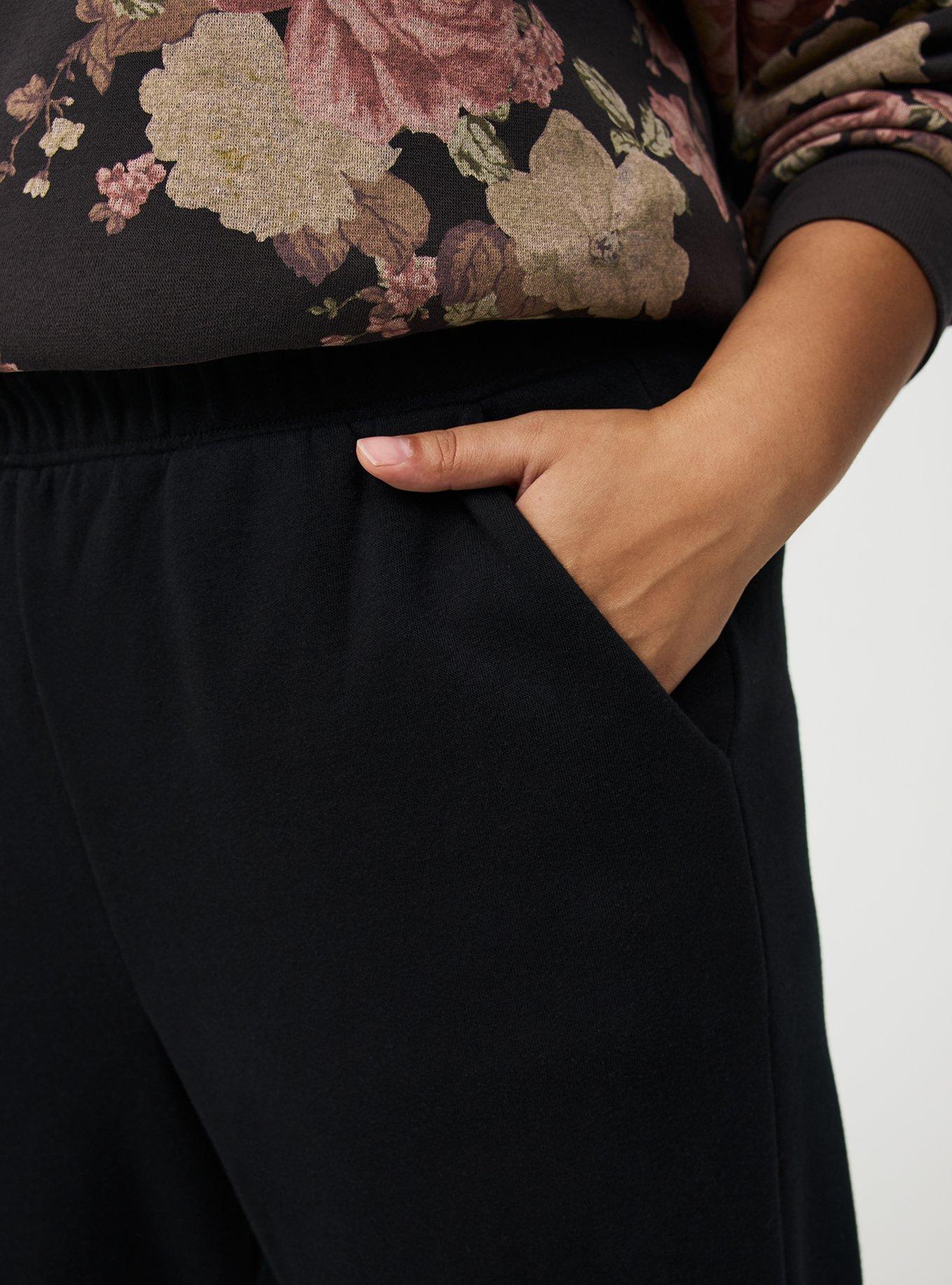 High Rise Barrel Leg Fleece Pant