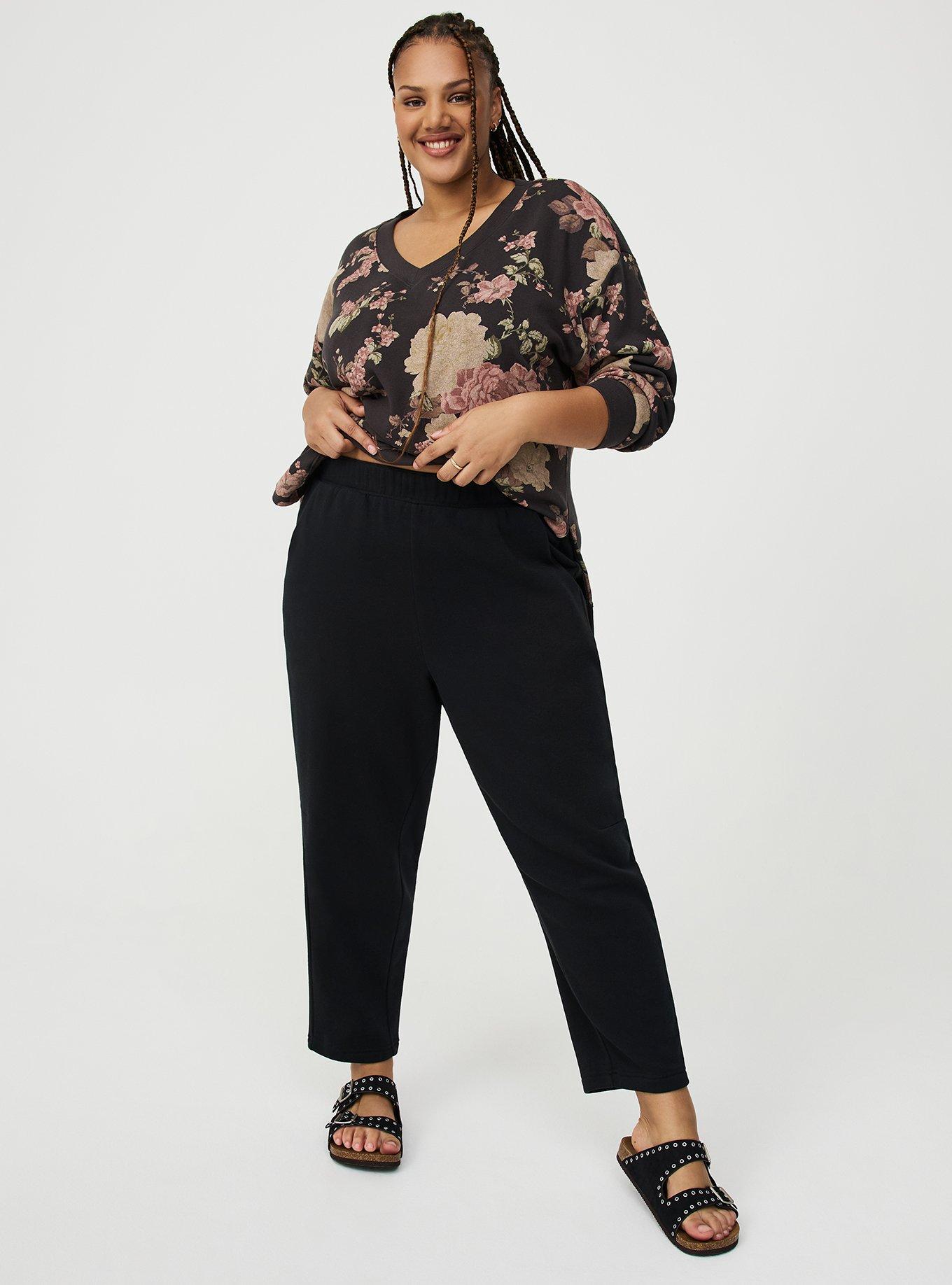 High Rise Barrel Leg Fleece Pant