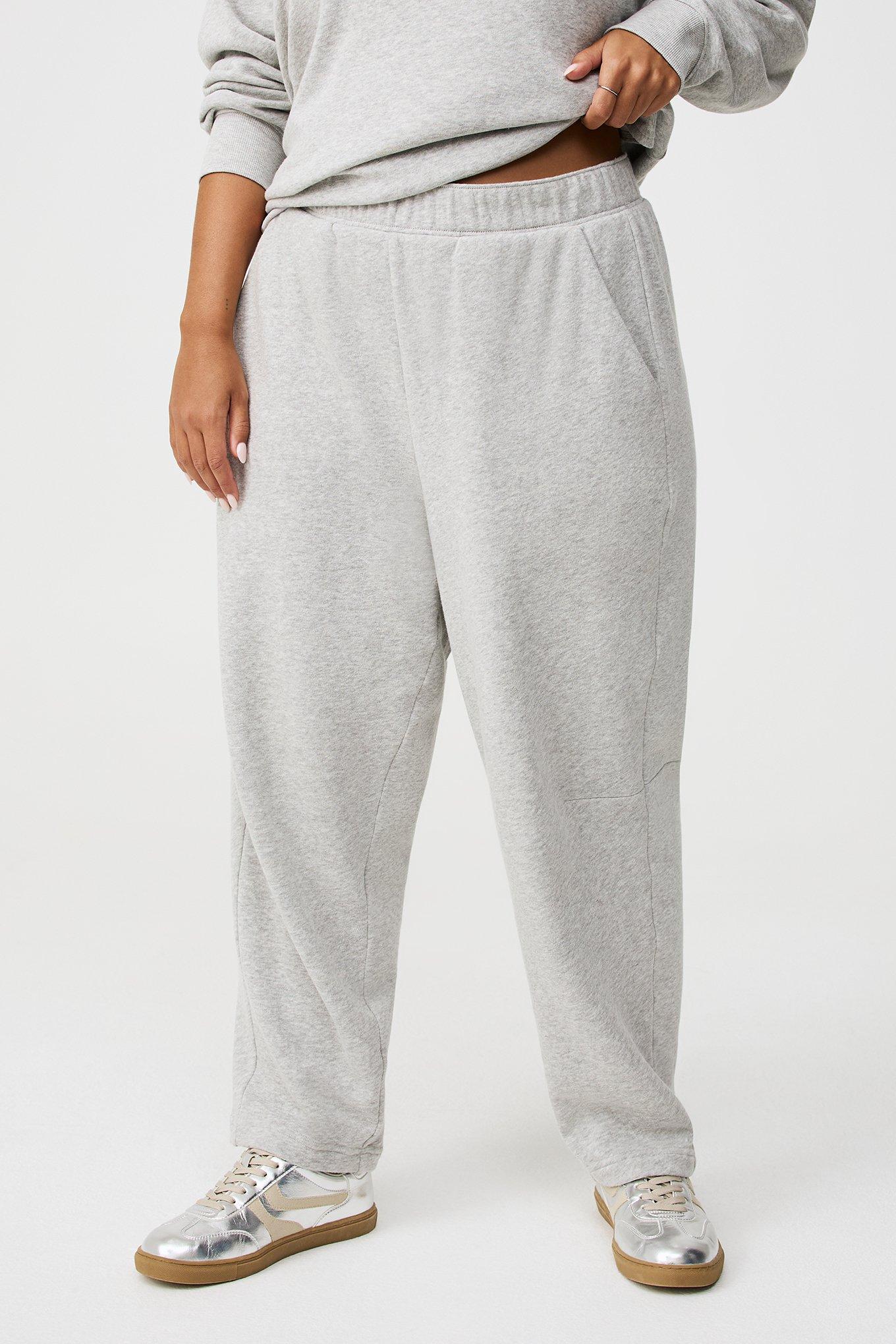 High Rise Barrel Leg Fleece Pant