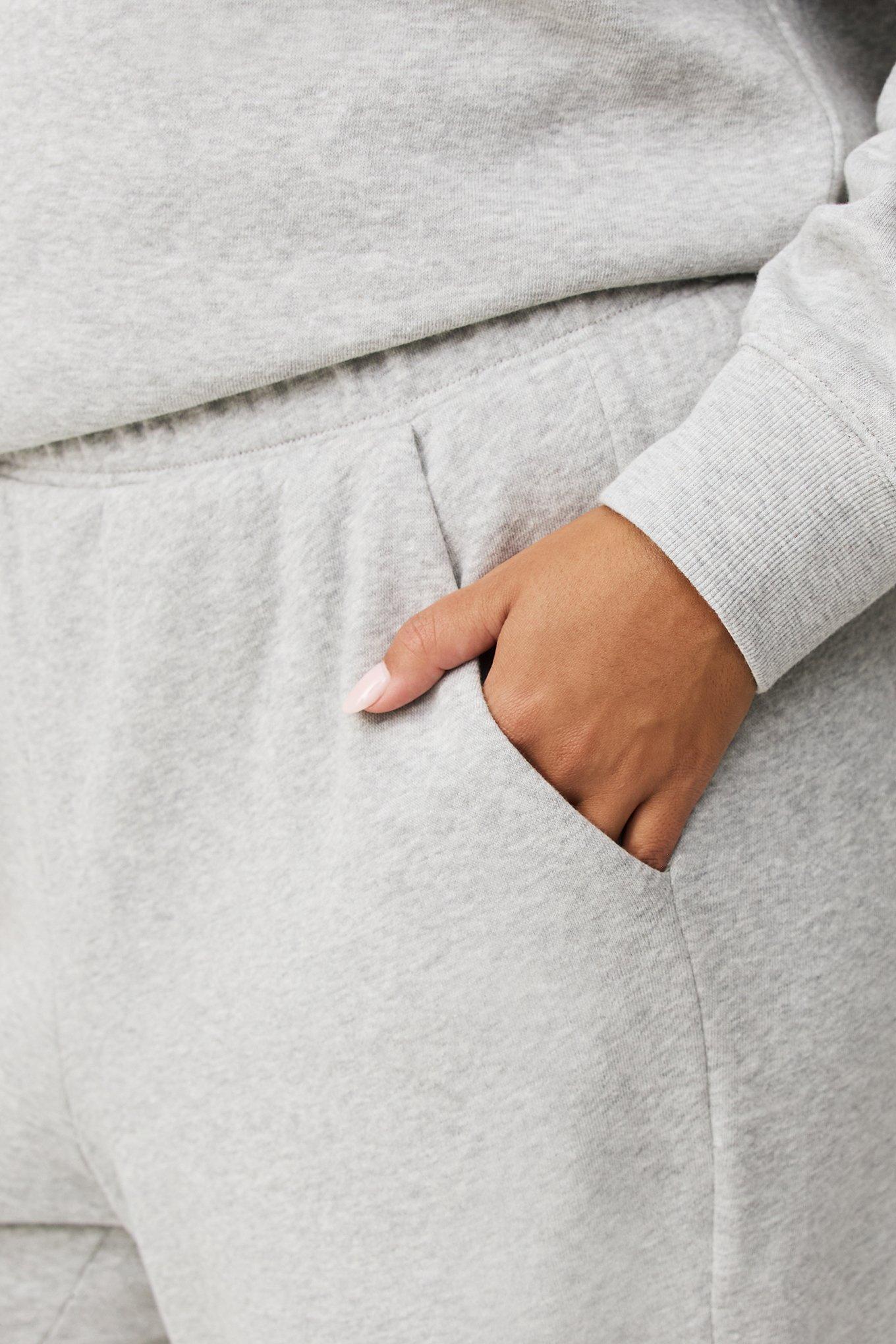 High Rise Barrel Leg Fleece Pant