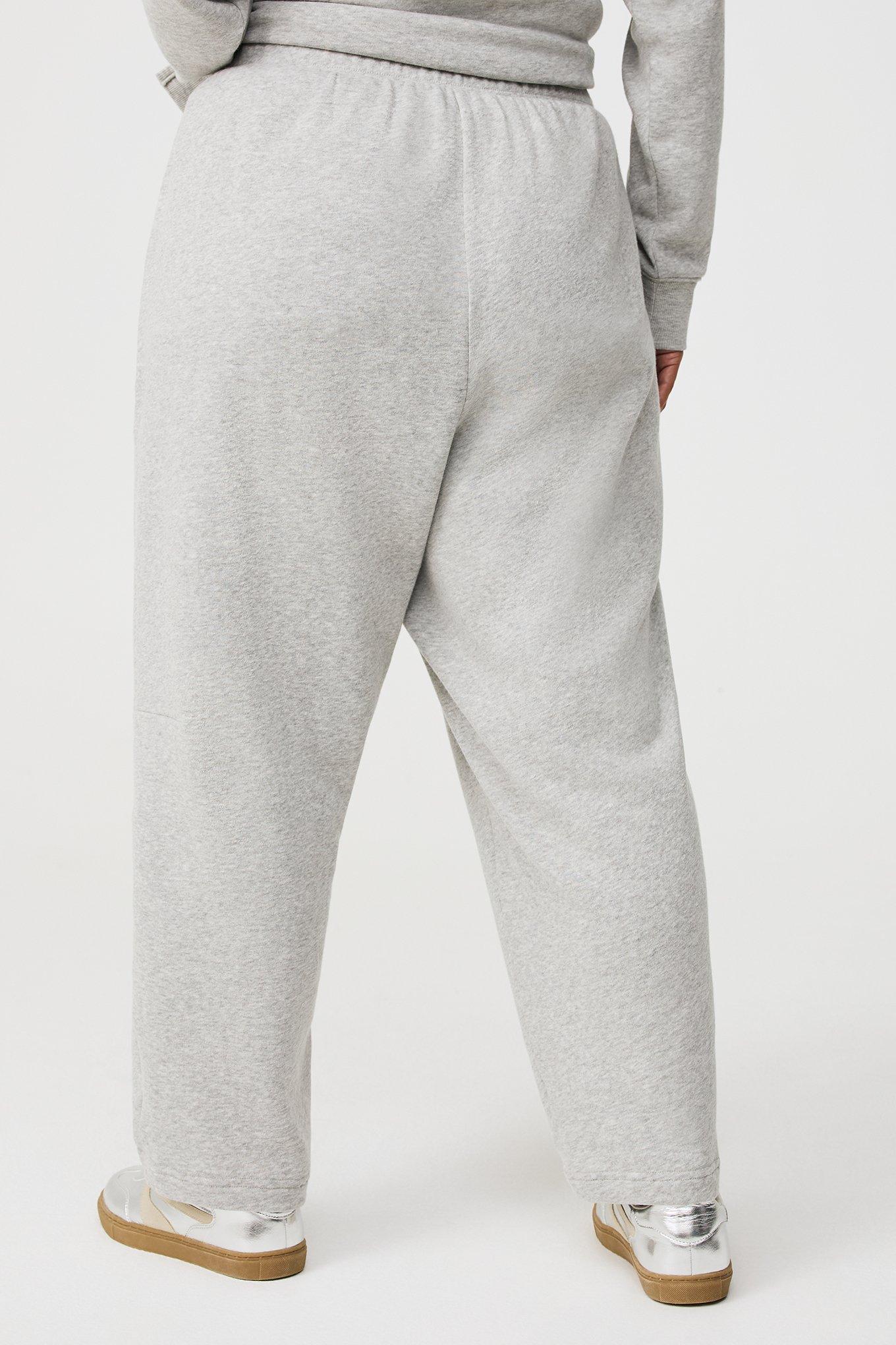 High Rise Barrel Leg Fleece Pant