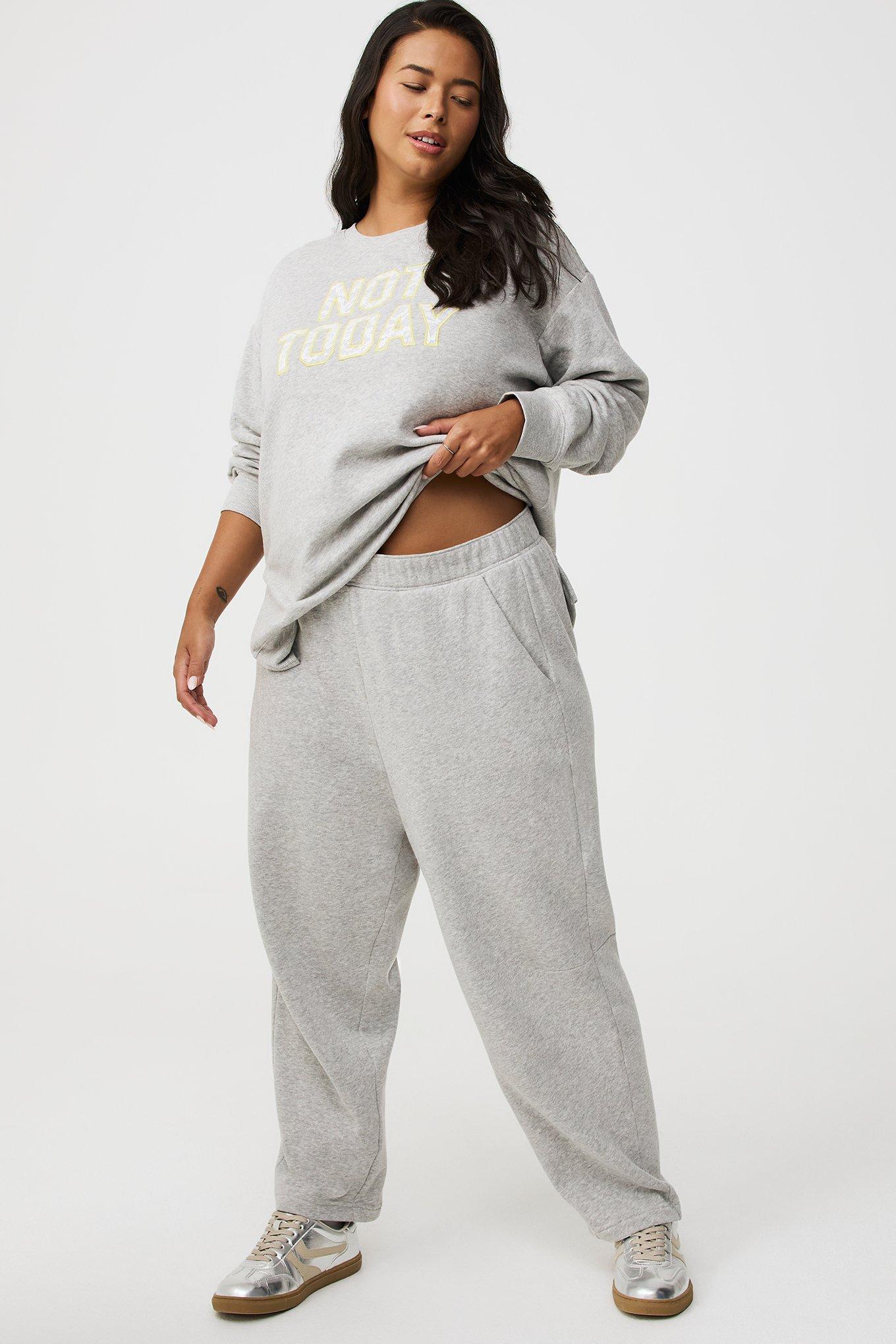 High Rise Barrel Leg Fleece Pant