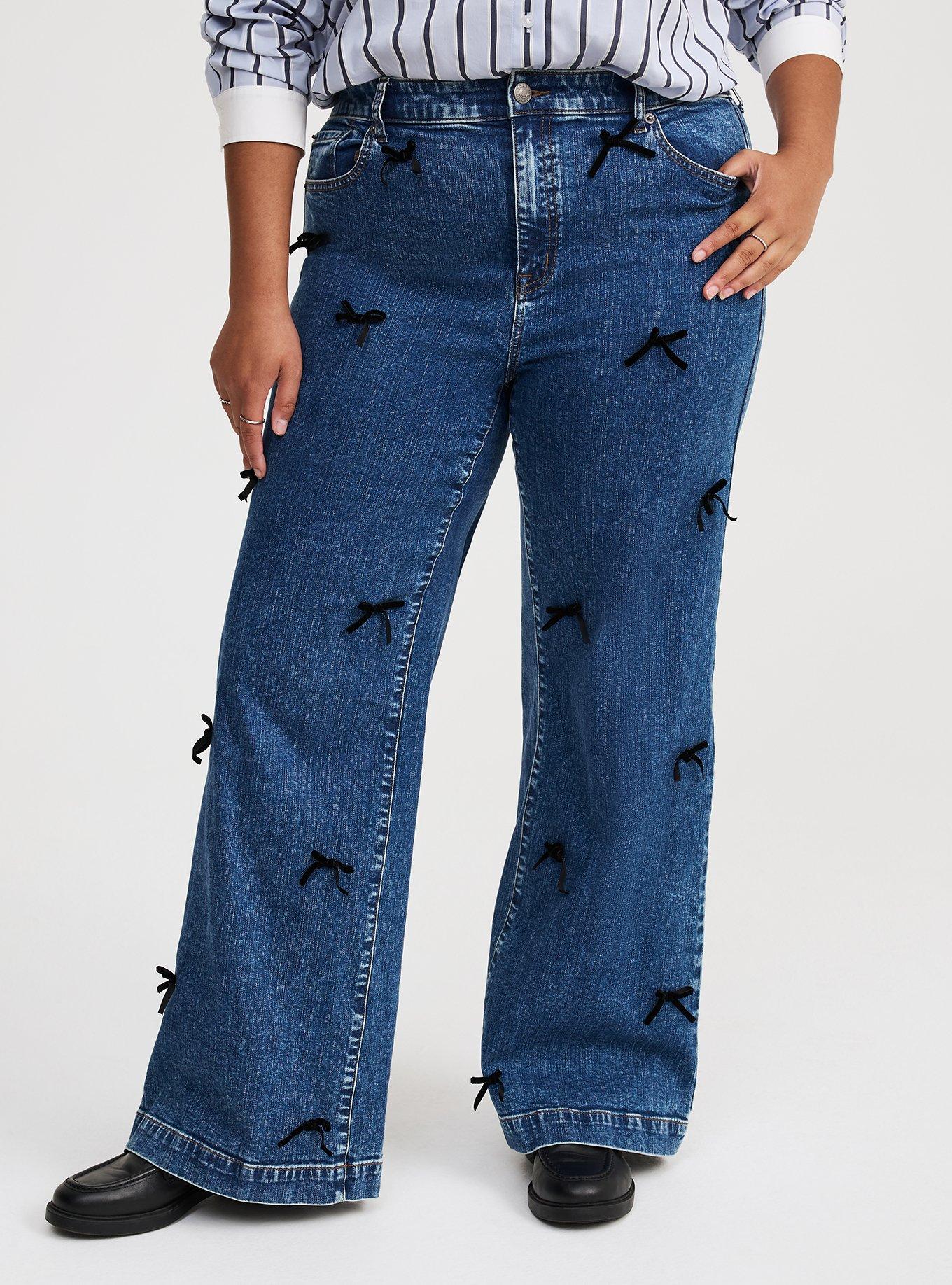 High-Rise Wide Leg Bow Jean