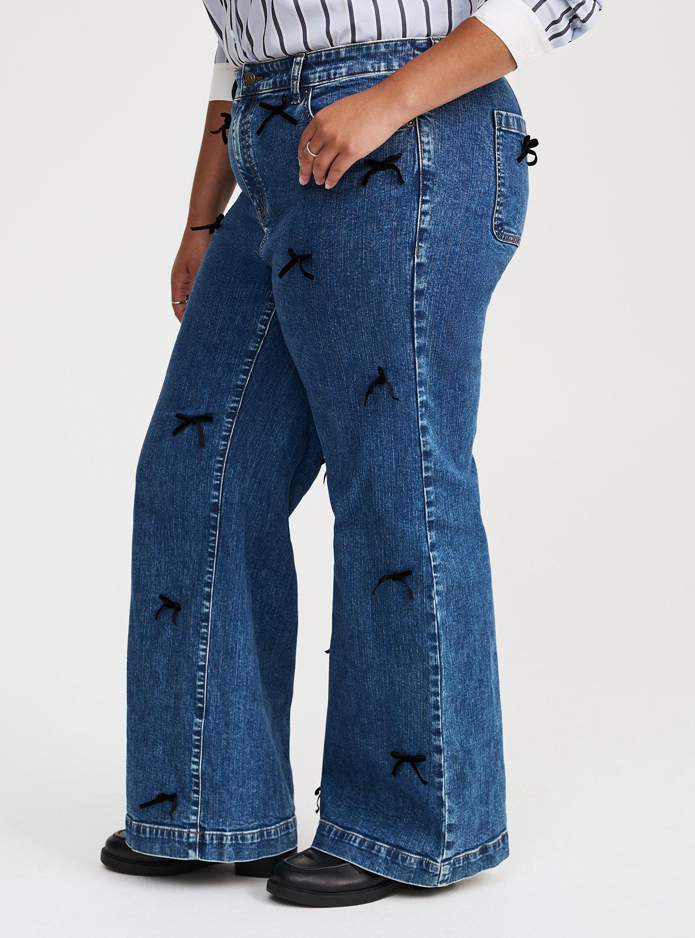 High-Rise Wide Leg Bow Jean