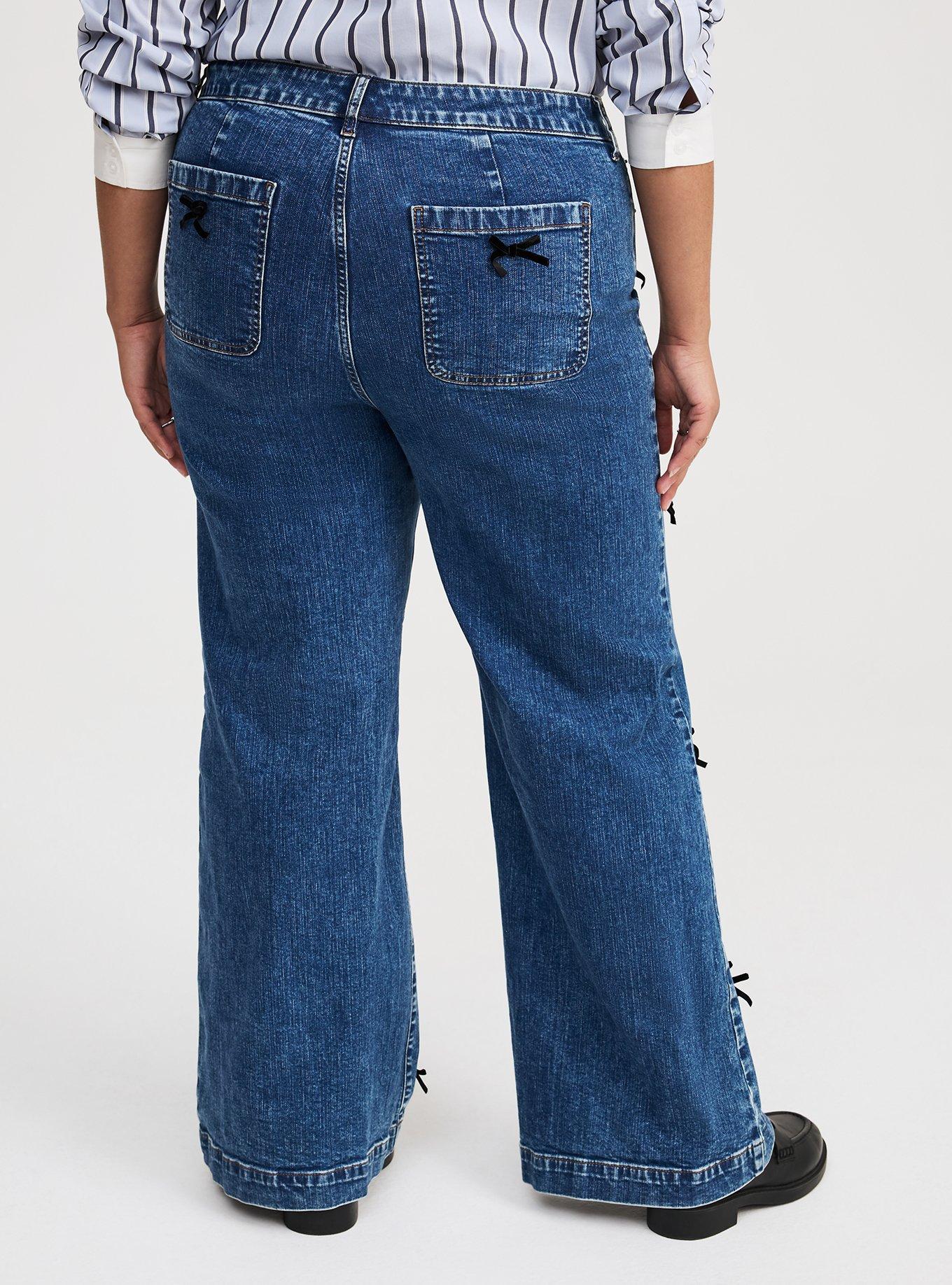 High-Rise Wide Leg Bow Jean