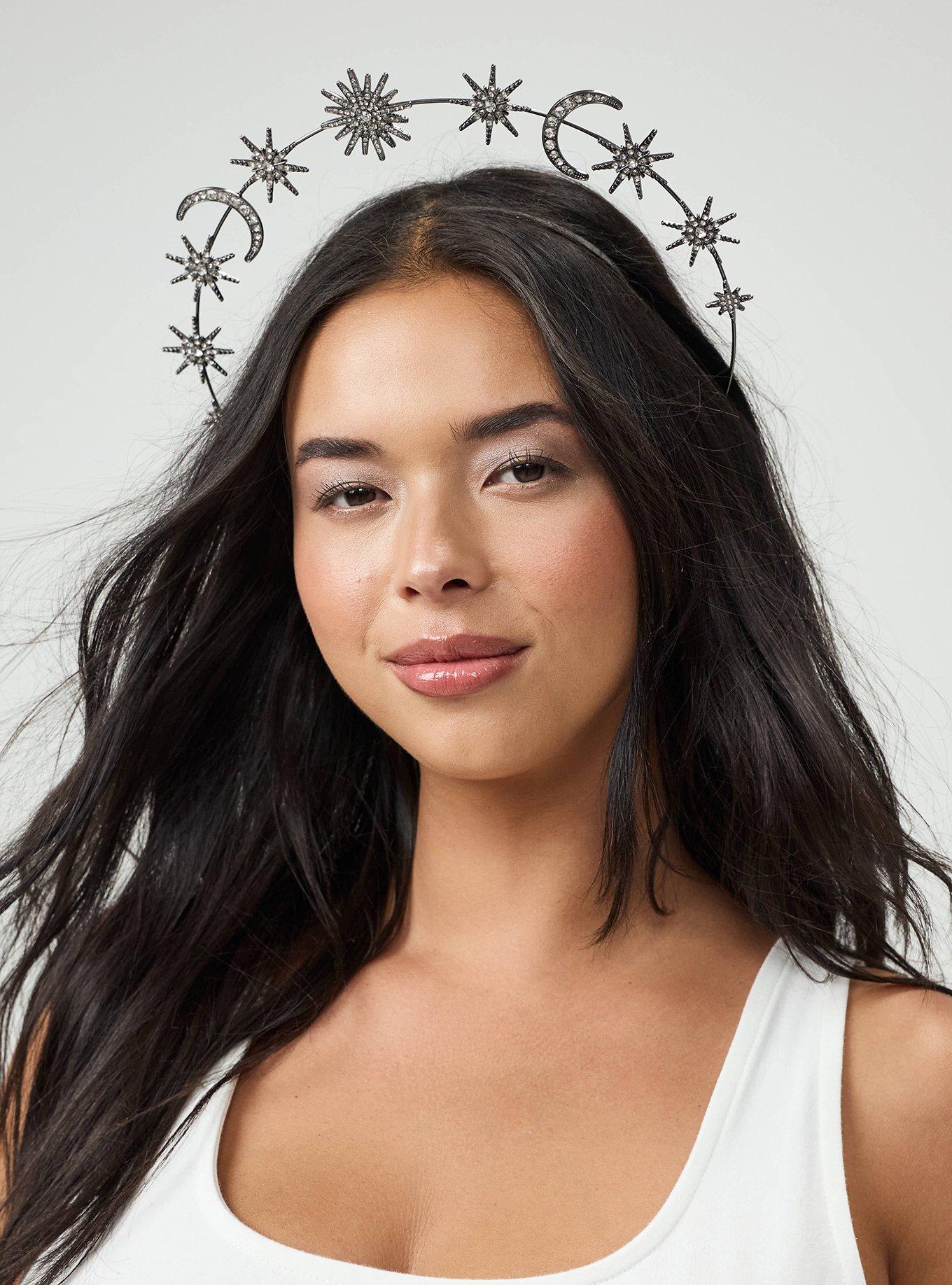 Plus Size Celestial Goddess Headband, HEMATITE, alternate