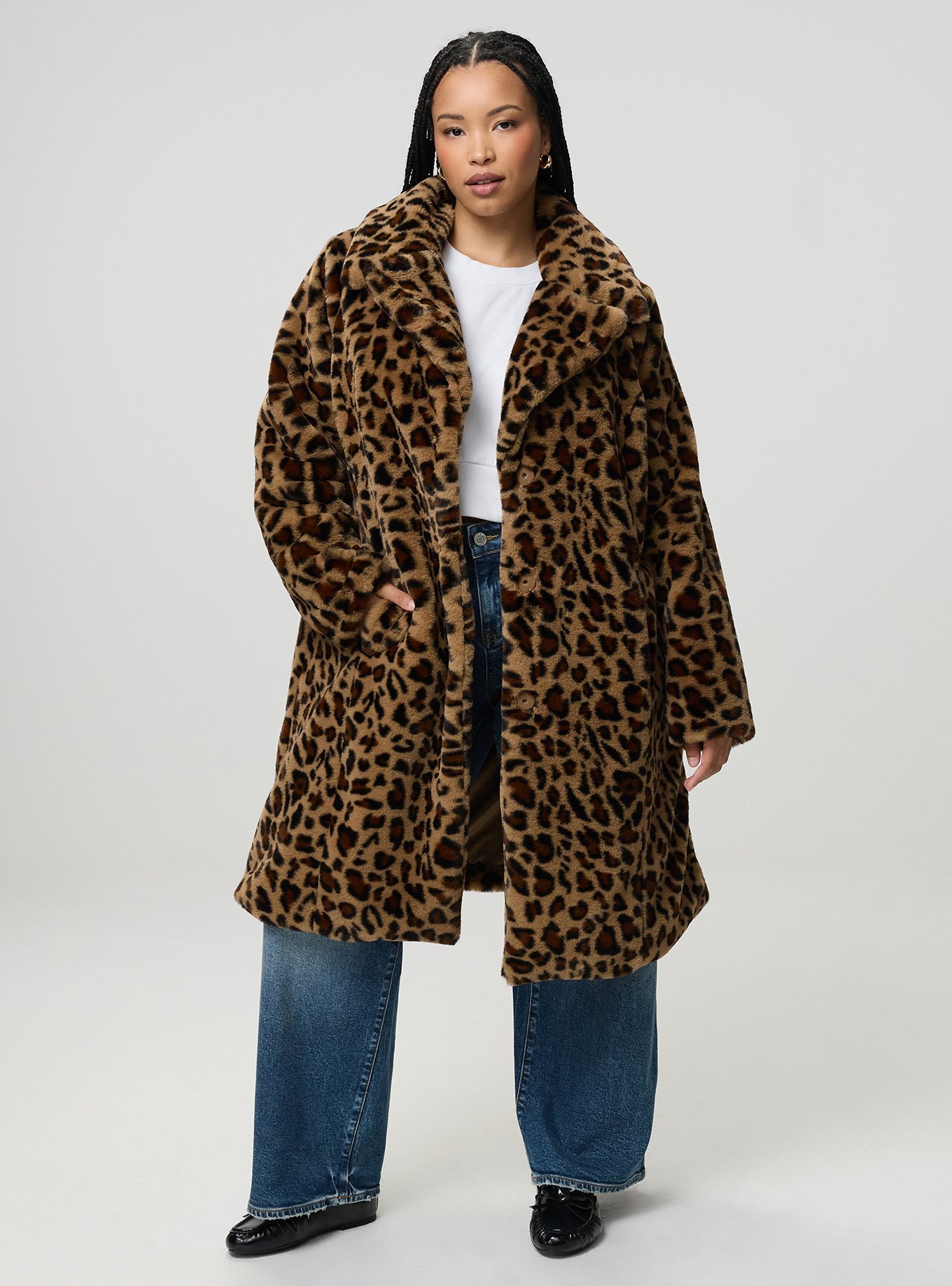 Longline Faux Fur Coat, ON THE PROWL LEOPARD MULTI, hi-res