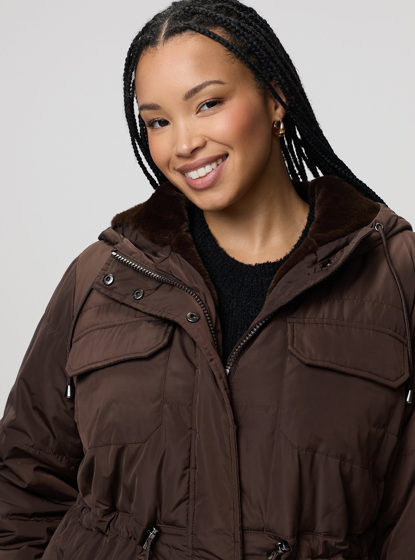Fur-Lined Puffer Jacket, JAVA, alternate