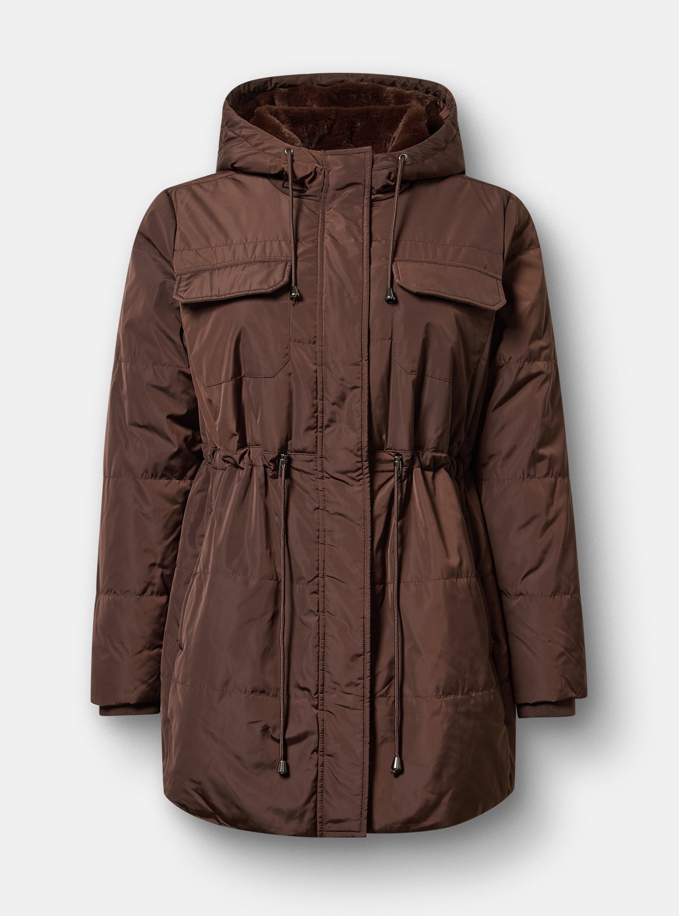 Fur-Lined Puffer Jacket, JAVA, hi-res
