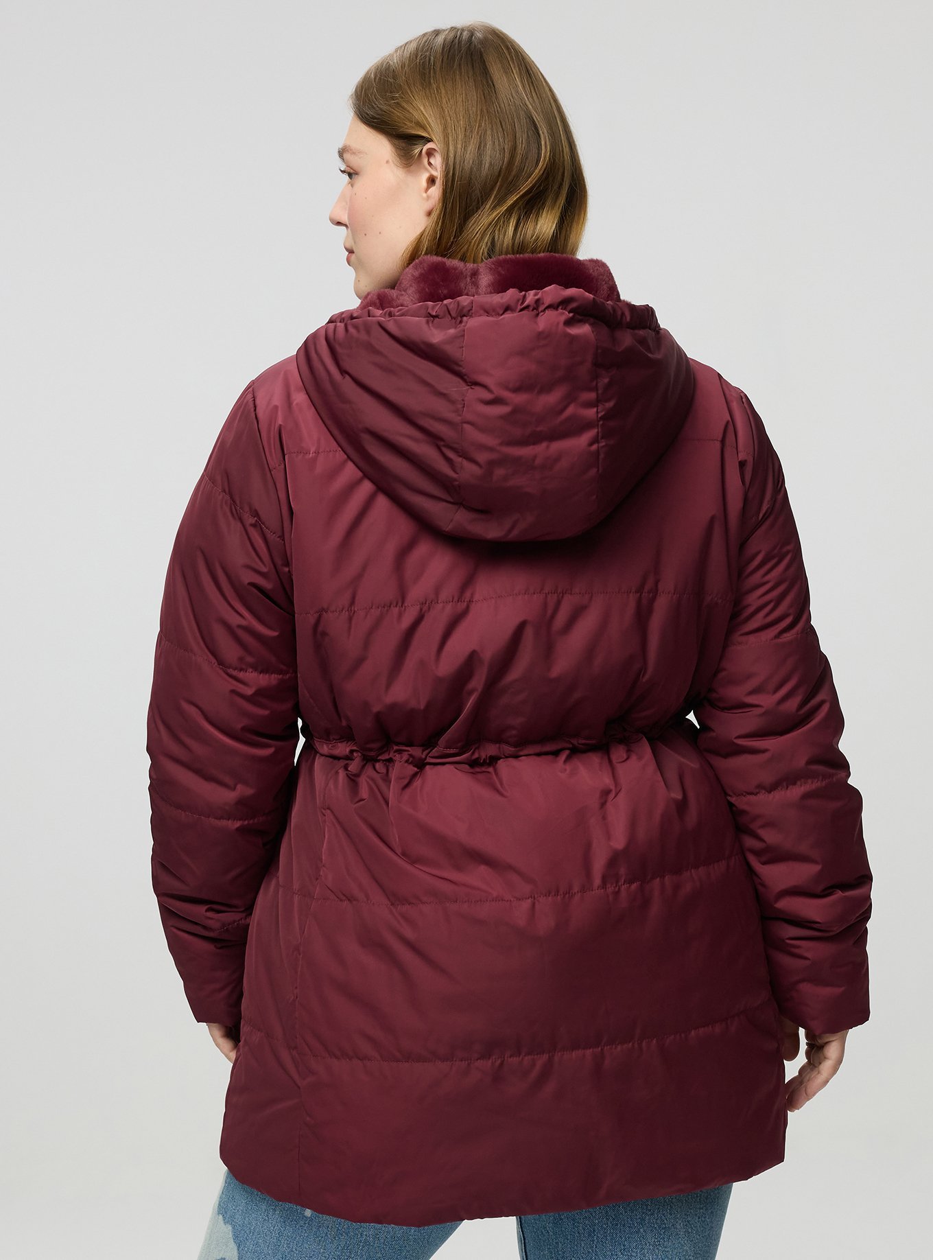 Fur-Lined Puffer Jacket, MAROON BANNER, alternate