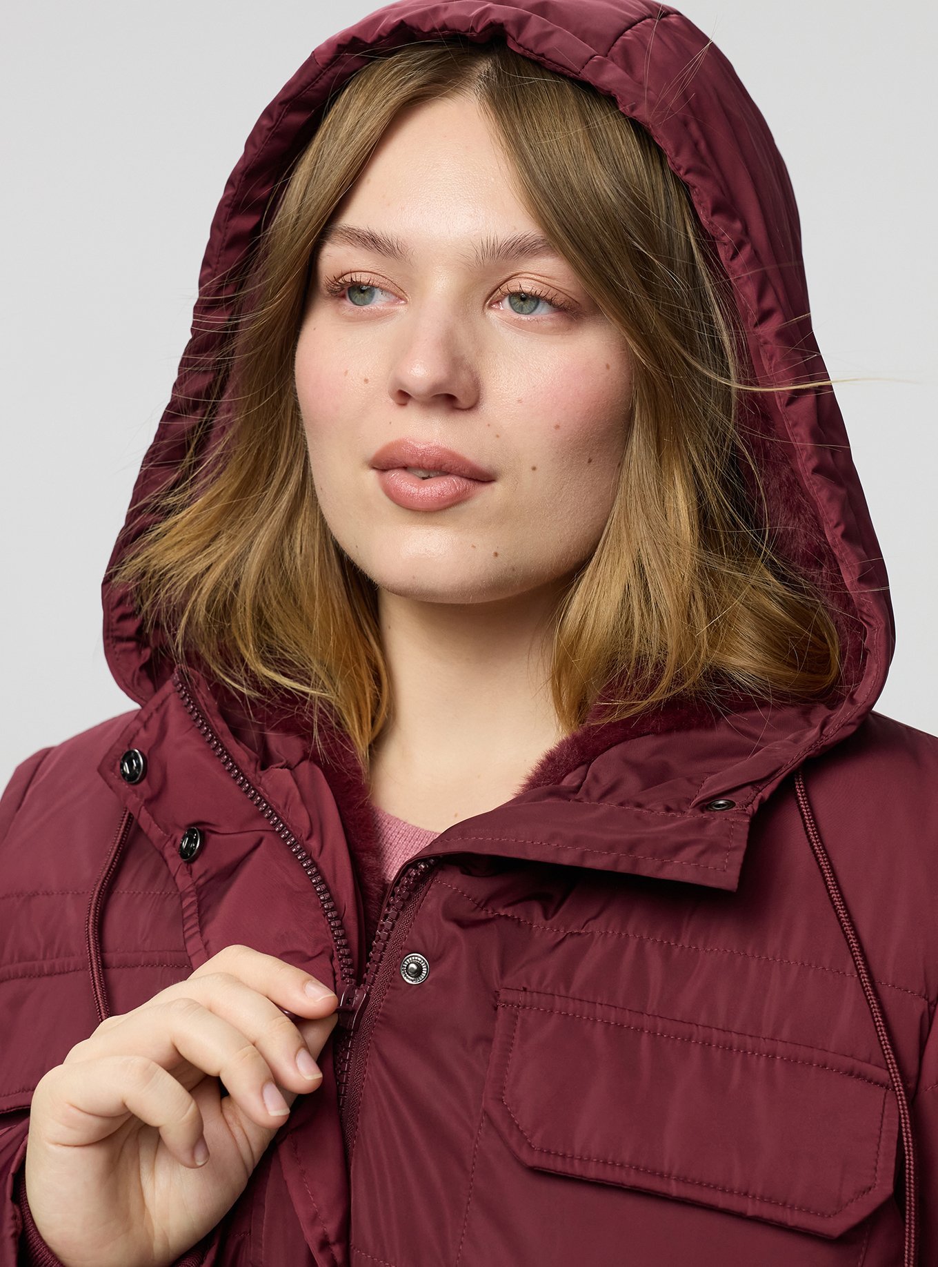 Fur-Lined Puffer Jacket, MAROON BANNER, alternate