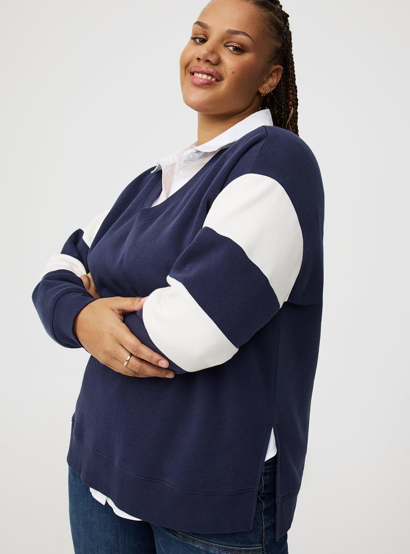 Cozy Fleece V-Neck Step Hem Sweatshirt