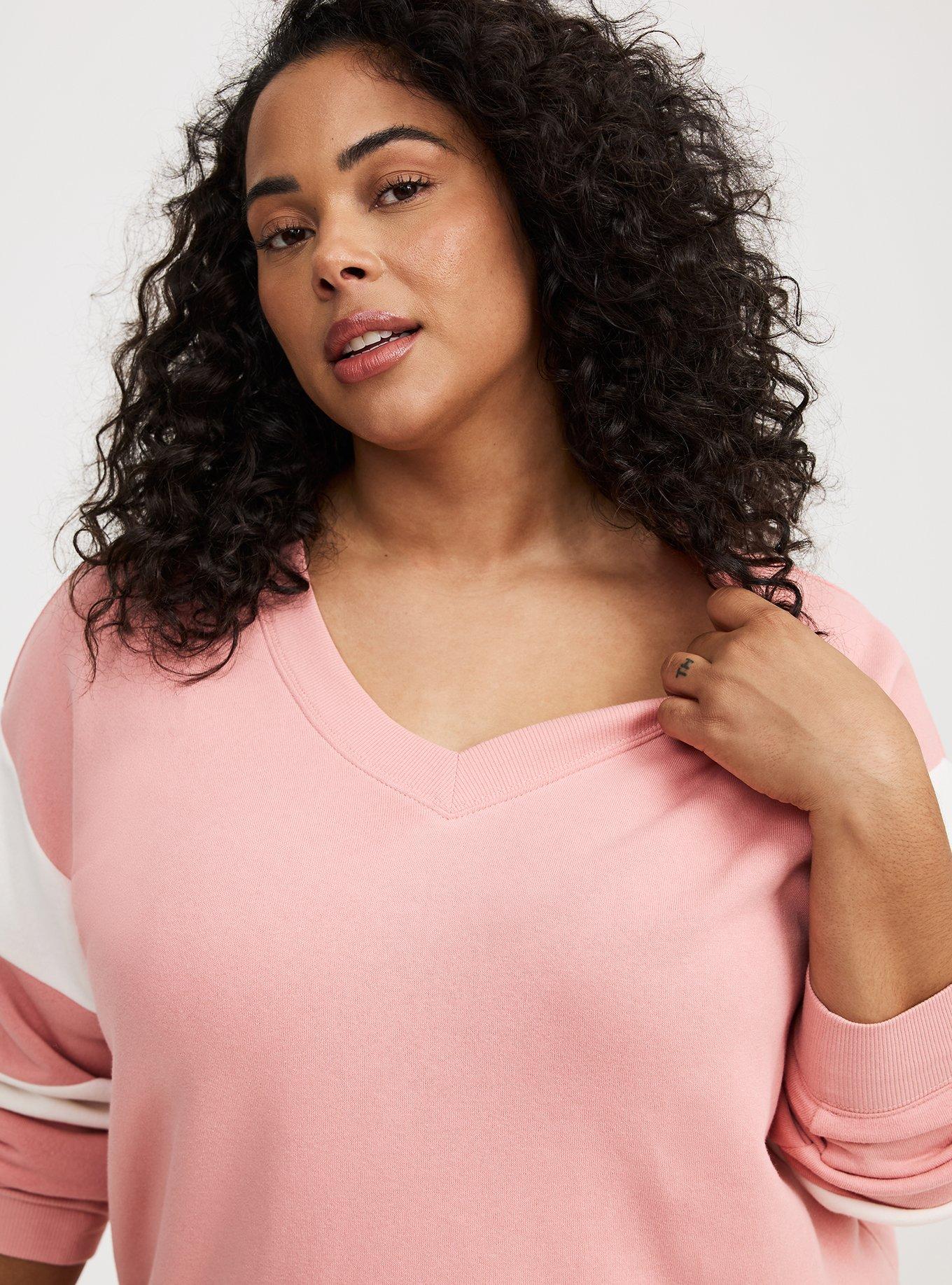 Cozy Fleece V-Neck Step Hem Sweatshirt